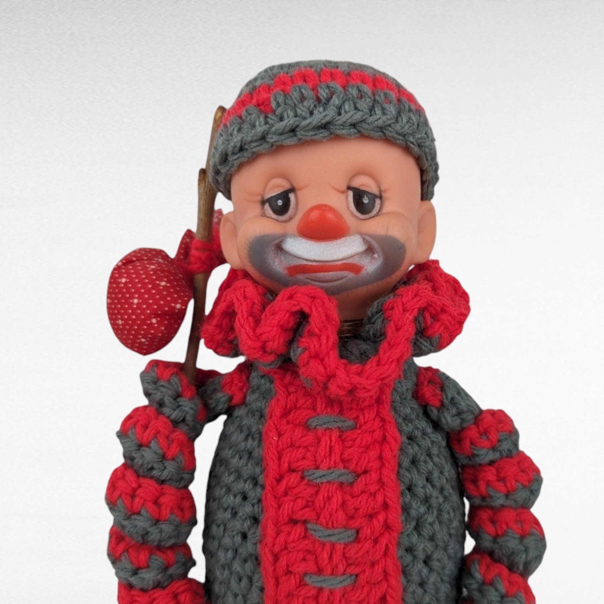 Vintage Hand Crocheted Hobo Clown Doll | Handmade Clown | Crochet Doll | Collectible Doll | Unique Gift