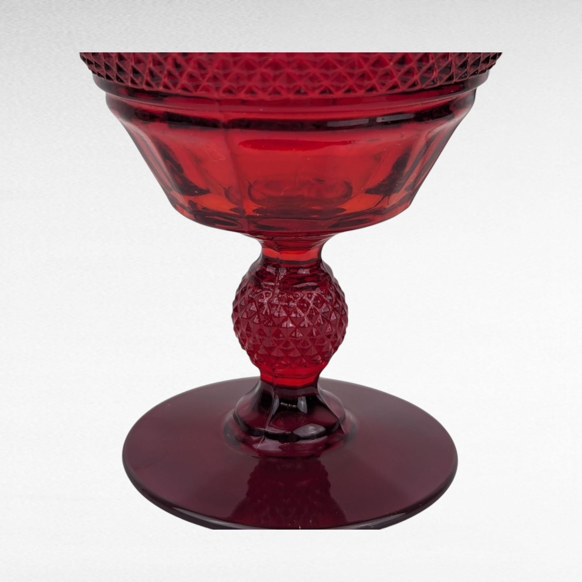 Set of 6 Vintage Viking Glass Mt. Vernon Pineapple Stem Ruby Red Sherbet Glasses | Elegant Glassware | Dessert Glasses | Collectible Glass