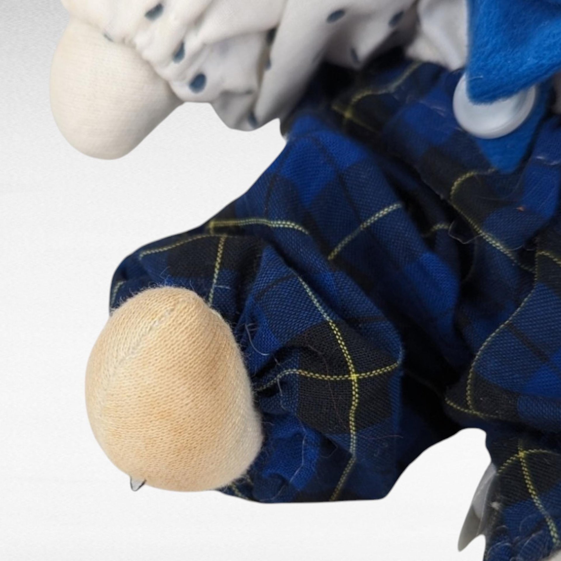 Vintage Clown Doll with Plaid and Polka Dots | Collectible Clown Doll | Whimsical Doll | Toy Collector | 8-inch Doll