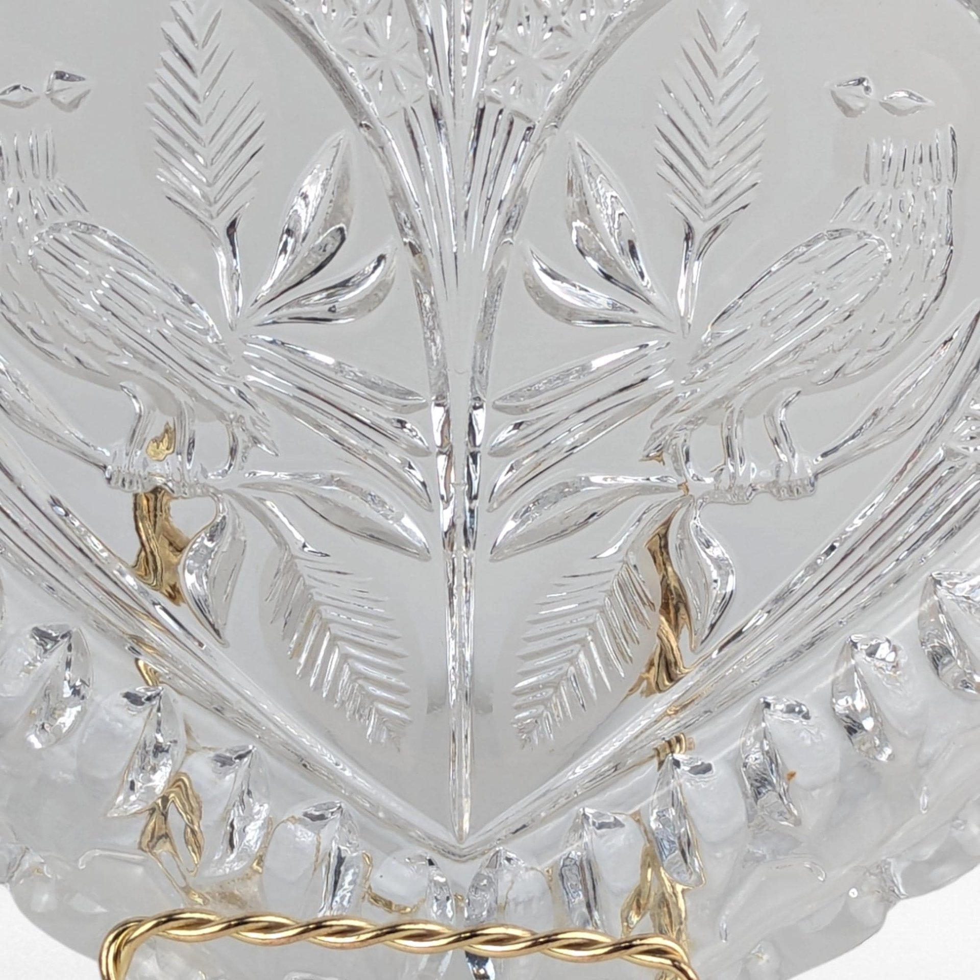 Hofbauer Byrdes Heart Shaped Crystal Dish | Vintage Lovebirds Dish | Collectible Glass Bowl | Wedding Gift | Home Decor