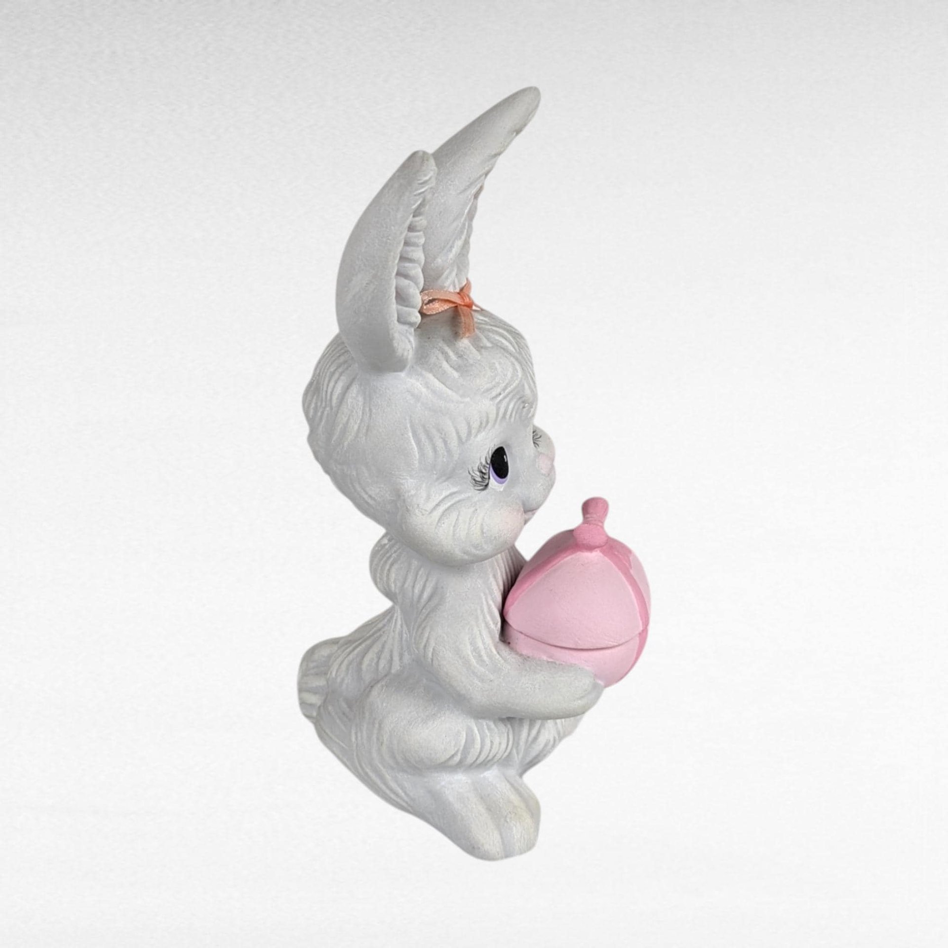 Vintage Ceramic Winking Bunny Trinket Box | Easter Decor | Retro Bunny Figurine | Signed Barbara | Unique Gift for Collectors