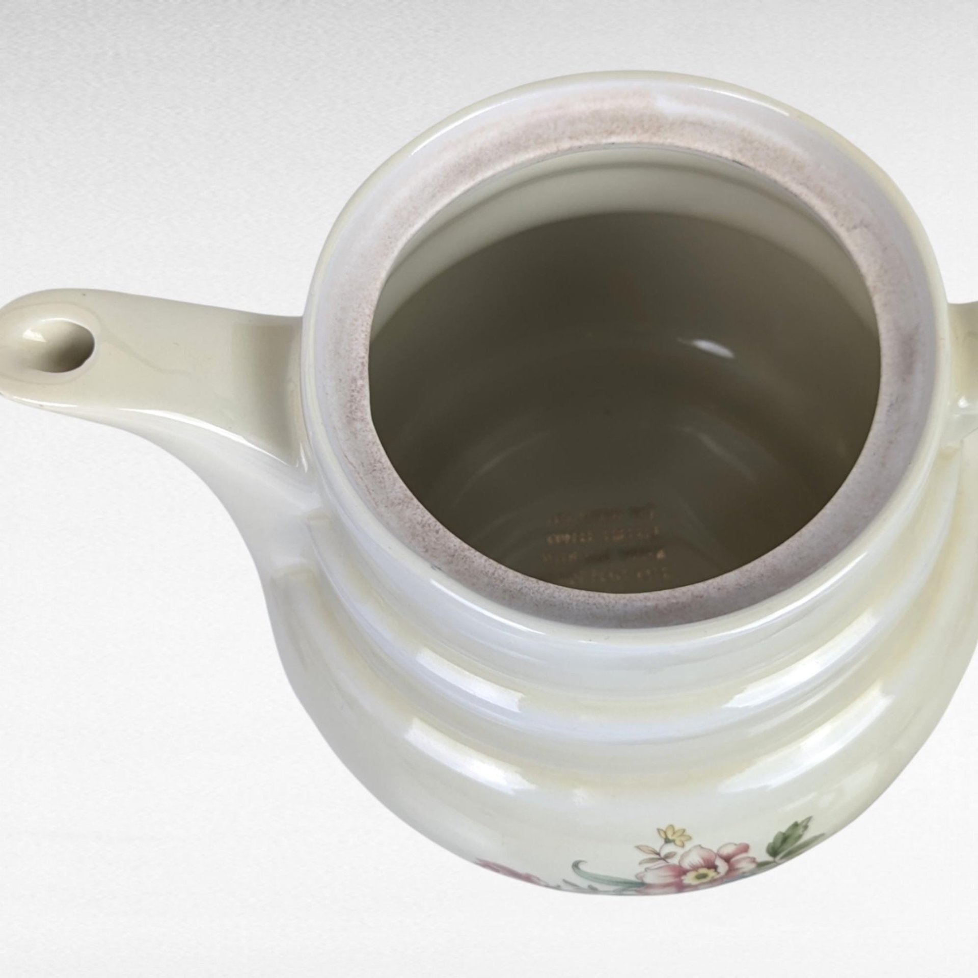 Vintage Hall China "Rambling Rose" Coffee Pot | Drip-O-lator Coffee Pot | Cream with Floral Pattern | Kitchen Decor | Mid-Century Modern