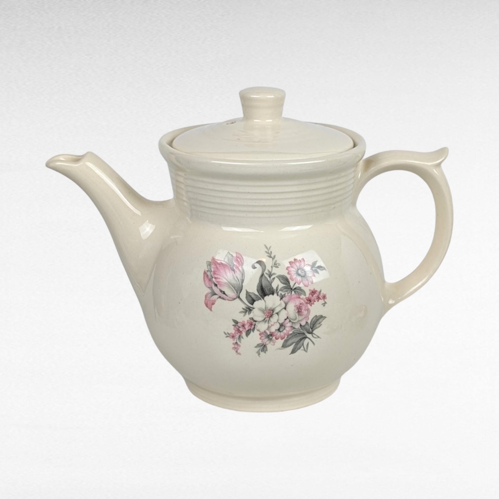 Vintage Drip-O-Lator Coffee Pot | Cream Ceramic with Pink Flowers | Retro Vase | Planter | Unique Home Decor