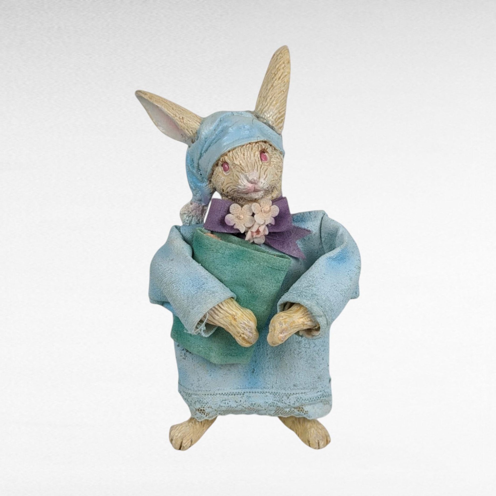 Silvestri Bunny Figurines | Pair of Paper Mache Bunnies | Vintage Easter Decor | Whimsical Rabbit Figures | Collectible Bunnies