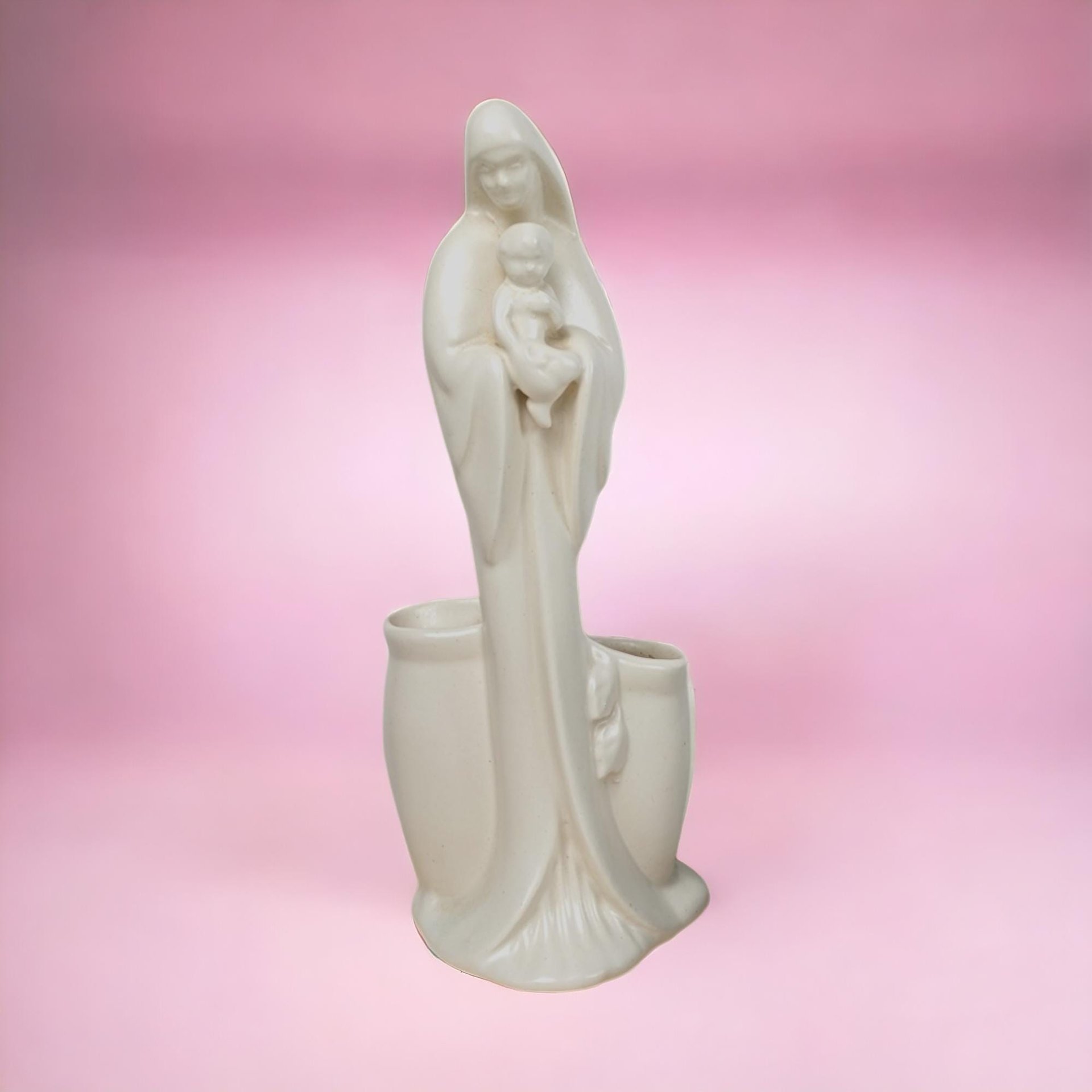 Vintage Haeger Madonna and Child Planter, Religious Art Pottery, Mid-Century Modern Planter, Unique Home Decor, Mother's Day Gift