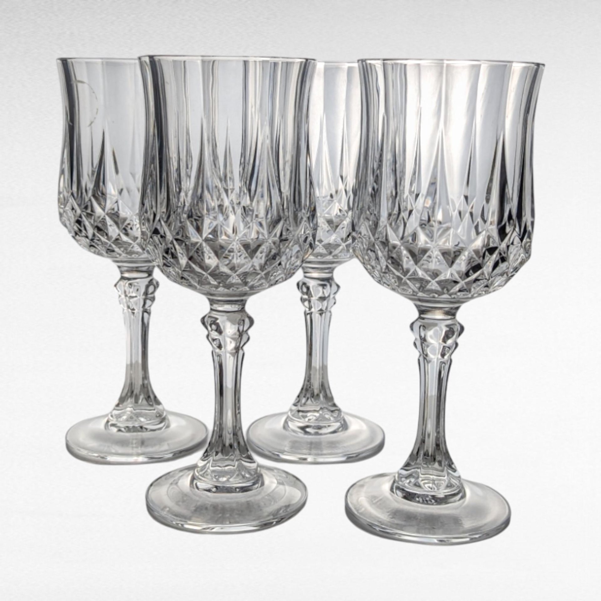 Cristal D'Arques Durand Longchamp Wine Glasses, Set of 4, Crystal Wine Glasses, French Crystal, Vintage Wine Glasses,  Elegant Stemware
