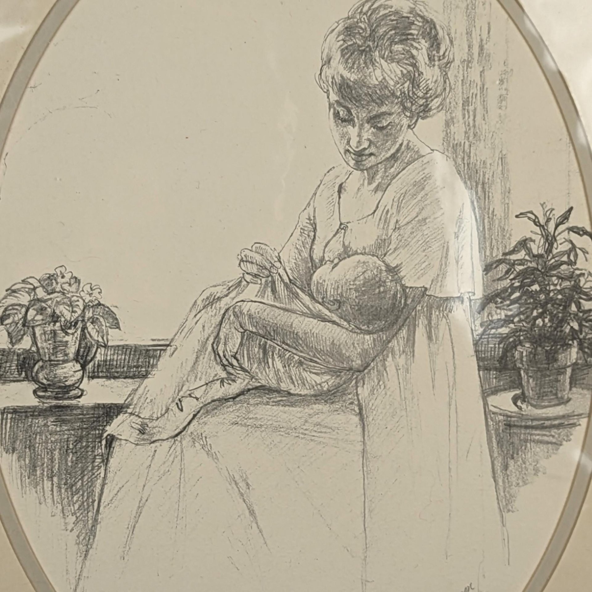 1975 Sharon Johnson Mother and Child Prints, Set of 2, 14x11 Inch, Vintage Pencil Drawings, Wall Decor, Nursery Art, Gift for Mom