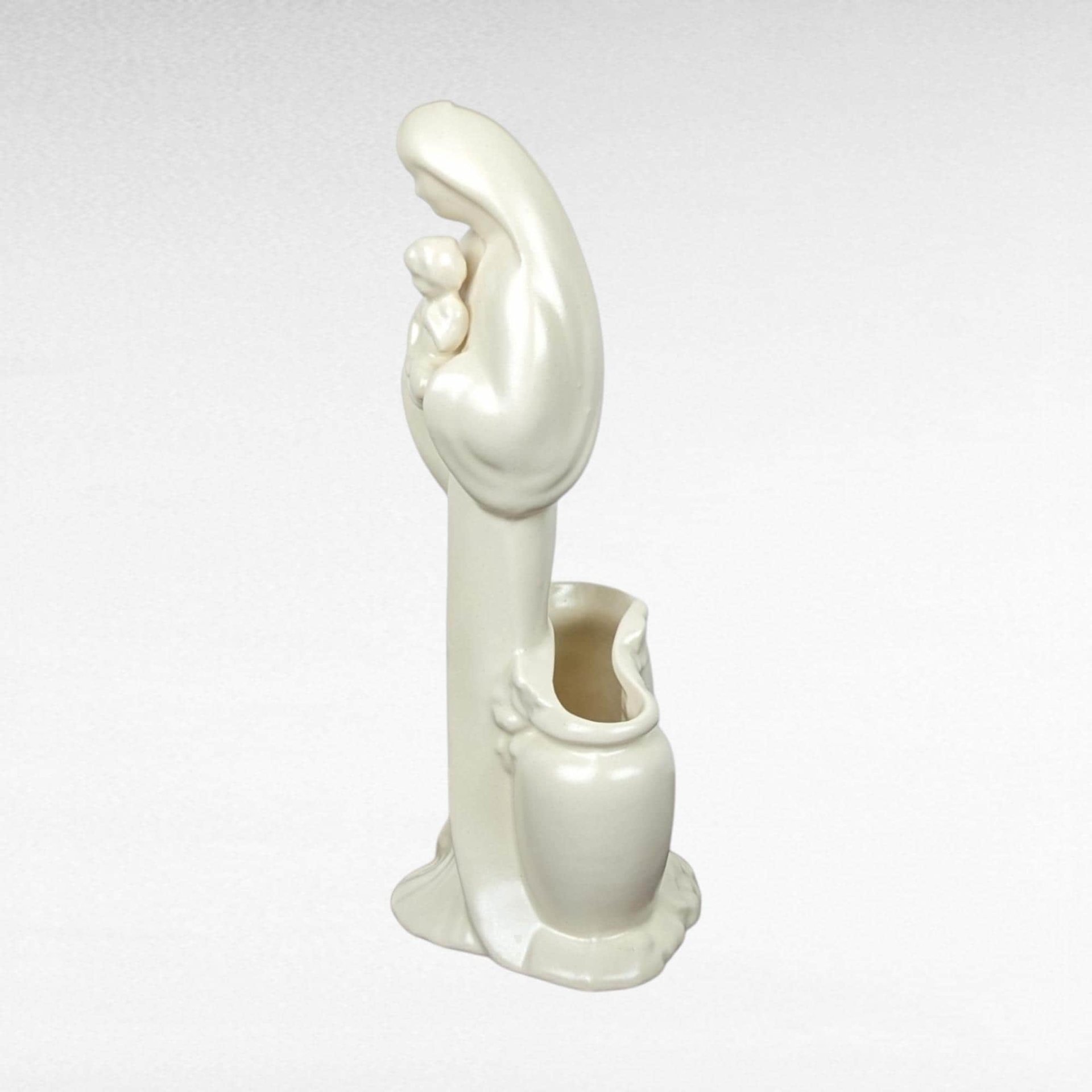 Vintage Haeger Pottery Madonna with Child Planter, White Ceramic Planter, Religious Figurine, Mid-Century Modern Decor