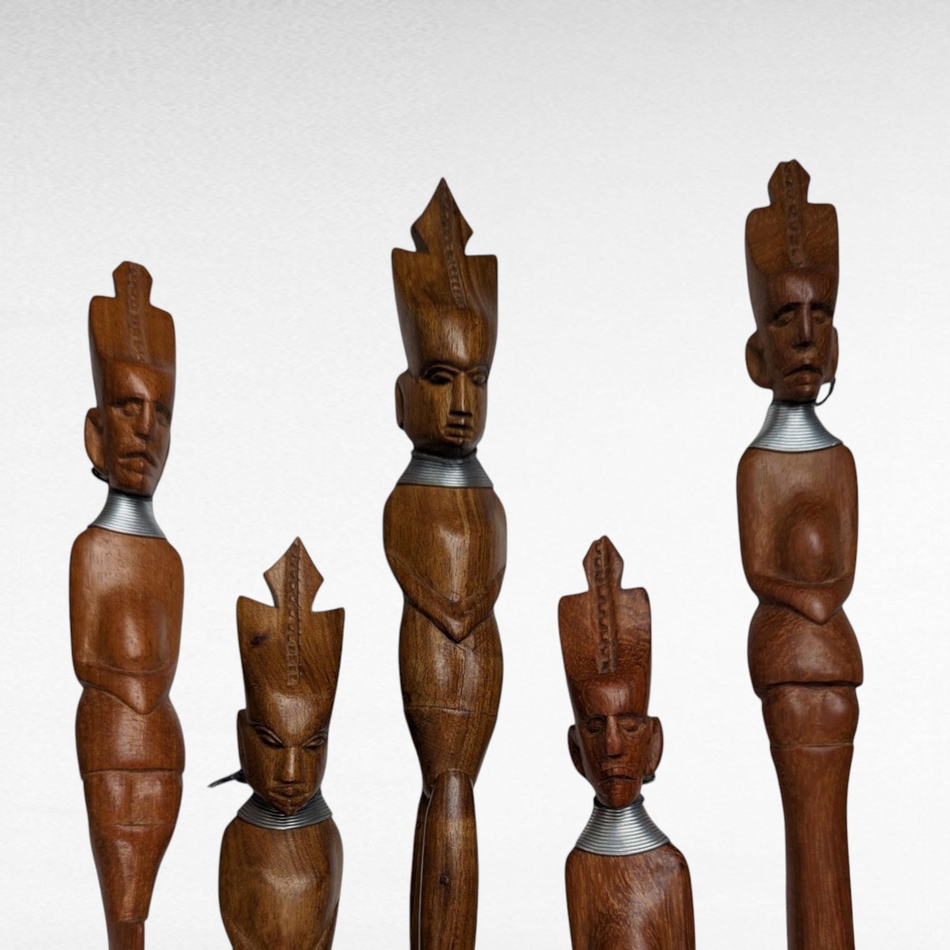 Hand Carved Tribal Wooden Utensils, African Art, Decorative Utensils, Wall Decor, Set of 6