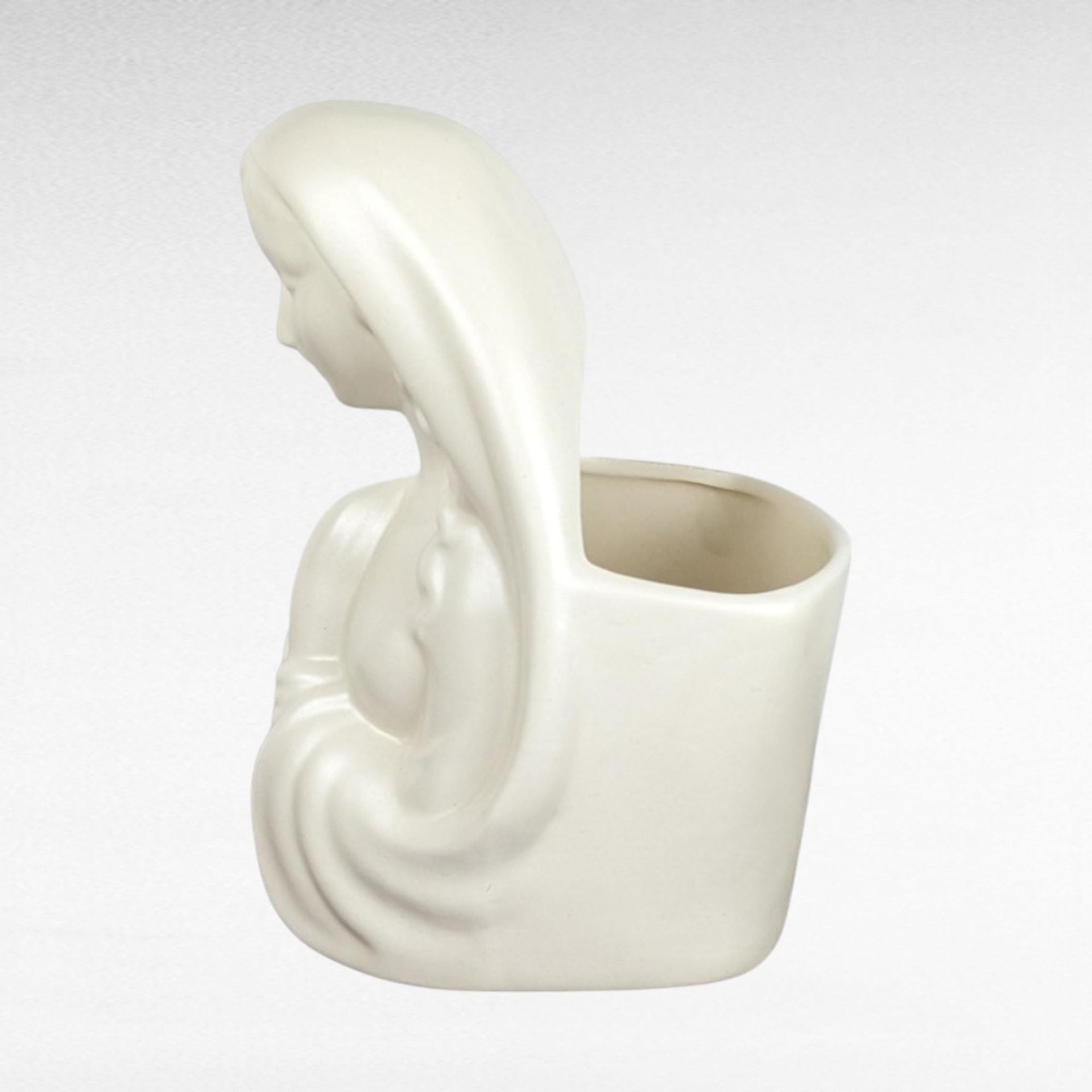 Vintage Haeger Pottery Madonna Planter, White Ceramic Planter, Religious Figurine, Mid-Century Modern Decor