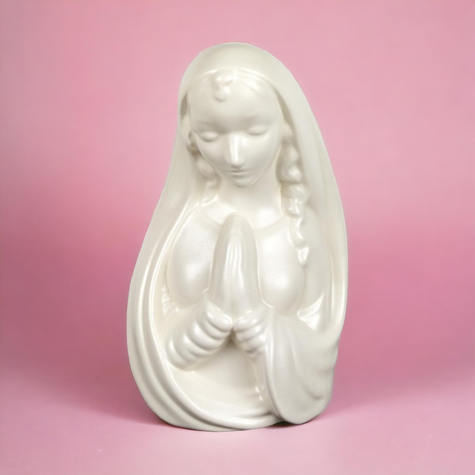 Vintage Haeger Pottery Madonna Planter, White Ceramic Planter, Religious Figurine, Mid-Century Modern Decor