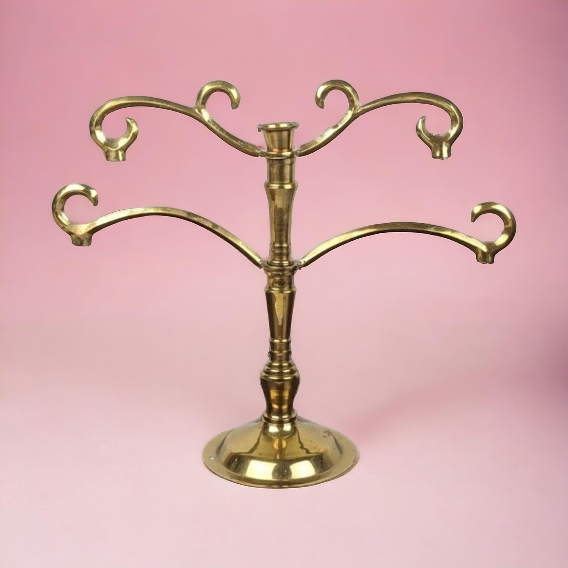 Vintage Brass Tone Candle Holder, Unique Candle Holder, Taper Candle Holder, Centerpiece