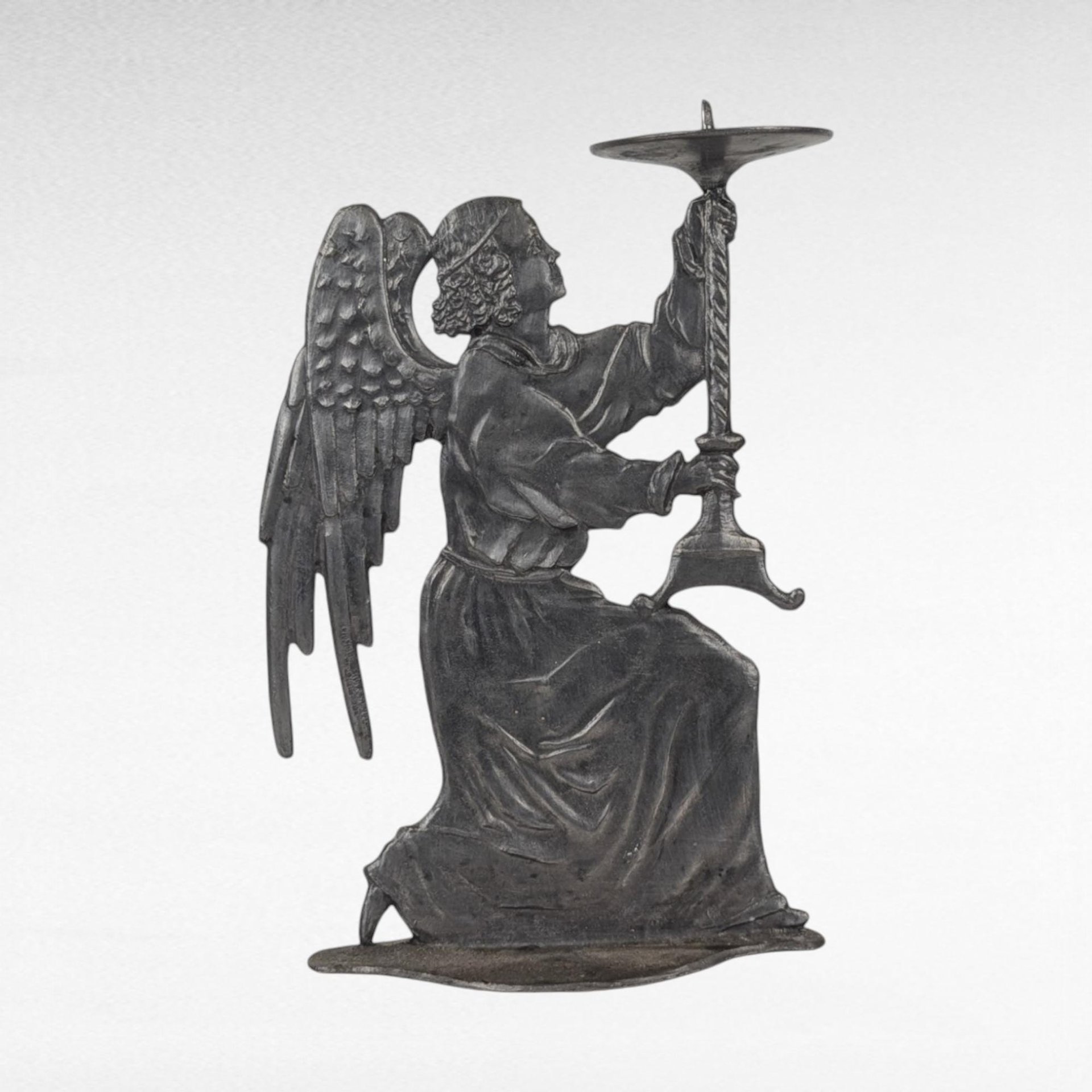 Vintage Pewter Angel Candle Holder, Kneeling Angel Figurine, Religious Decor, Candle Holder, Home Decor, Vintage Home Accent, Unique Gift