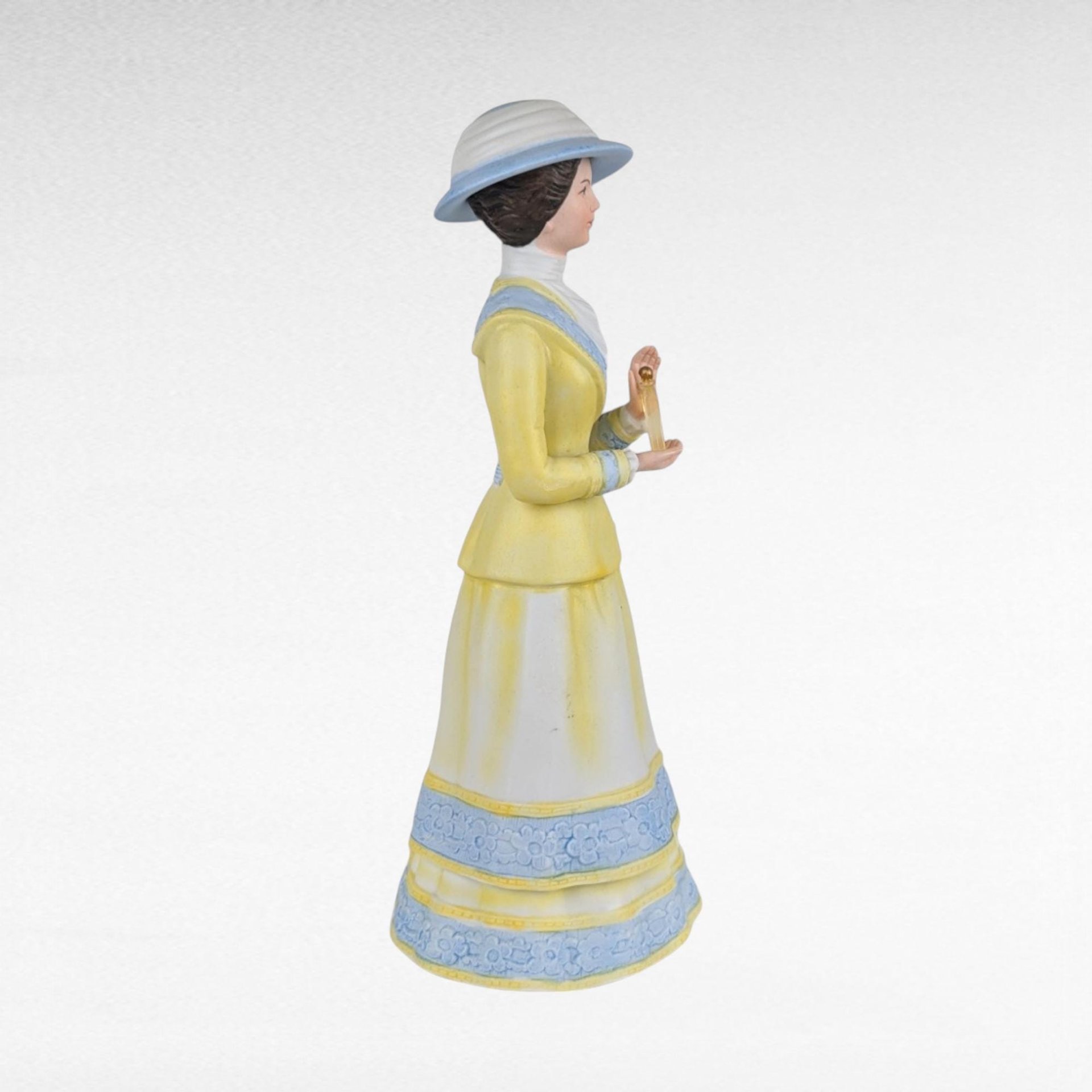 1980 Avon Mrs. Albee Award Figurine, Vintage Avon Collectible, Woman in Yellow Dress, Sales Achievement Award, Ceramic Figurine