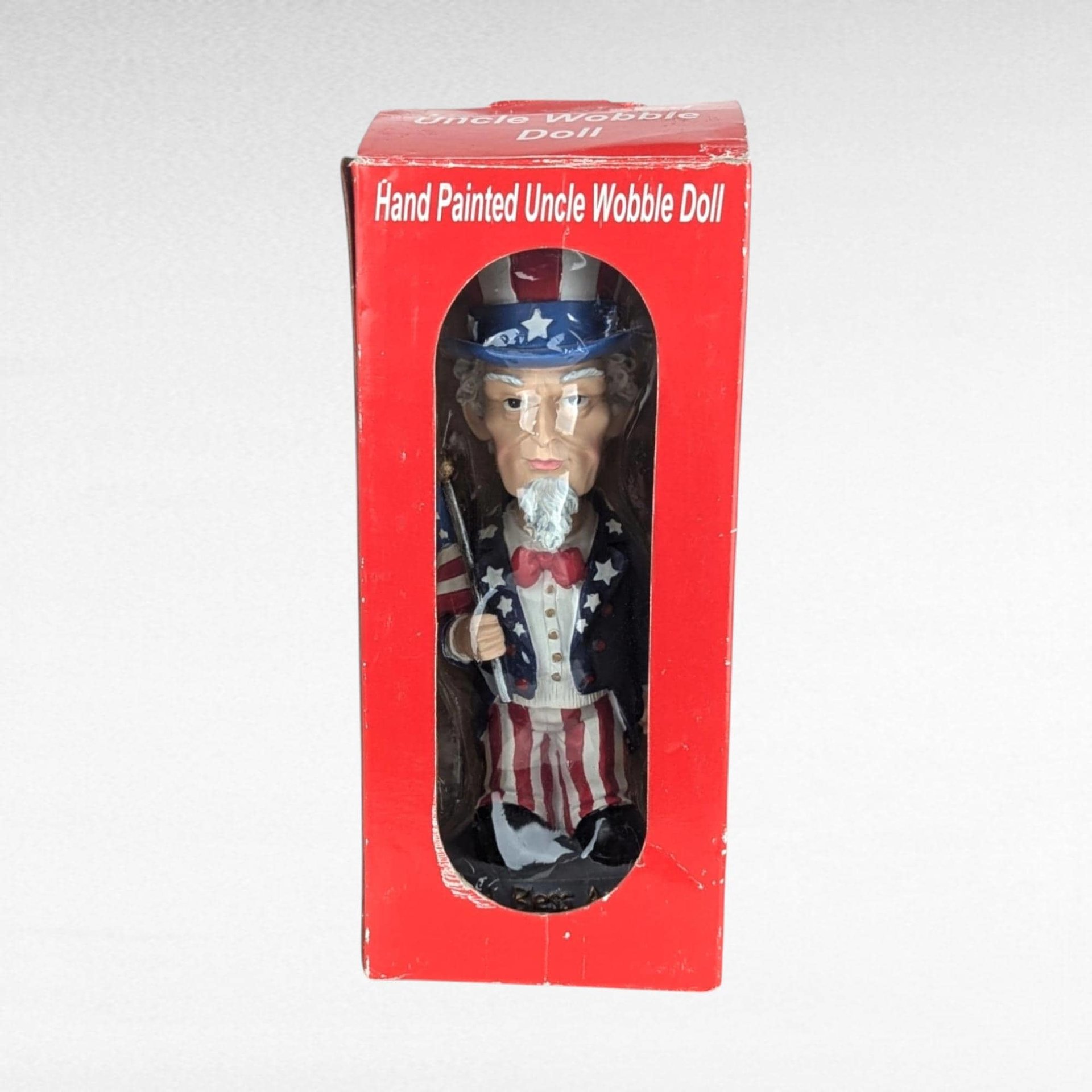 Vintage The Outfield Uncle Sam Wobble Doll, Patriotic Decor, Americana Figurine, Collectible Doll,  Hand-Painted, Unique Gift