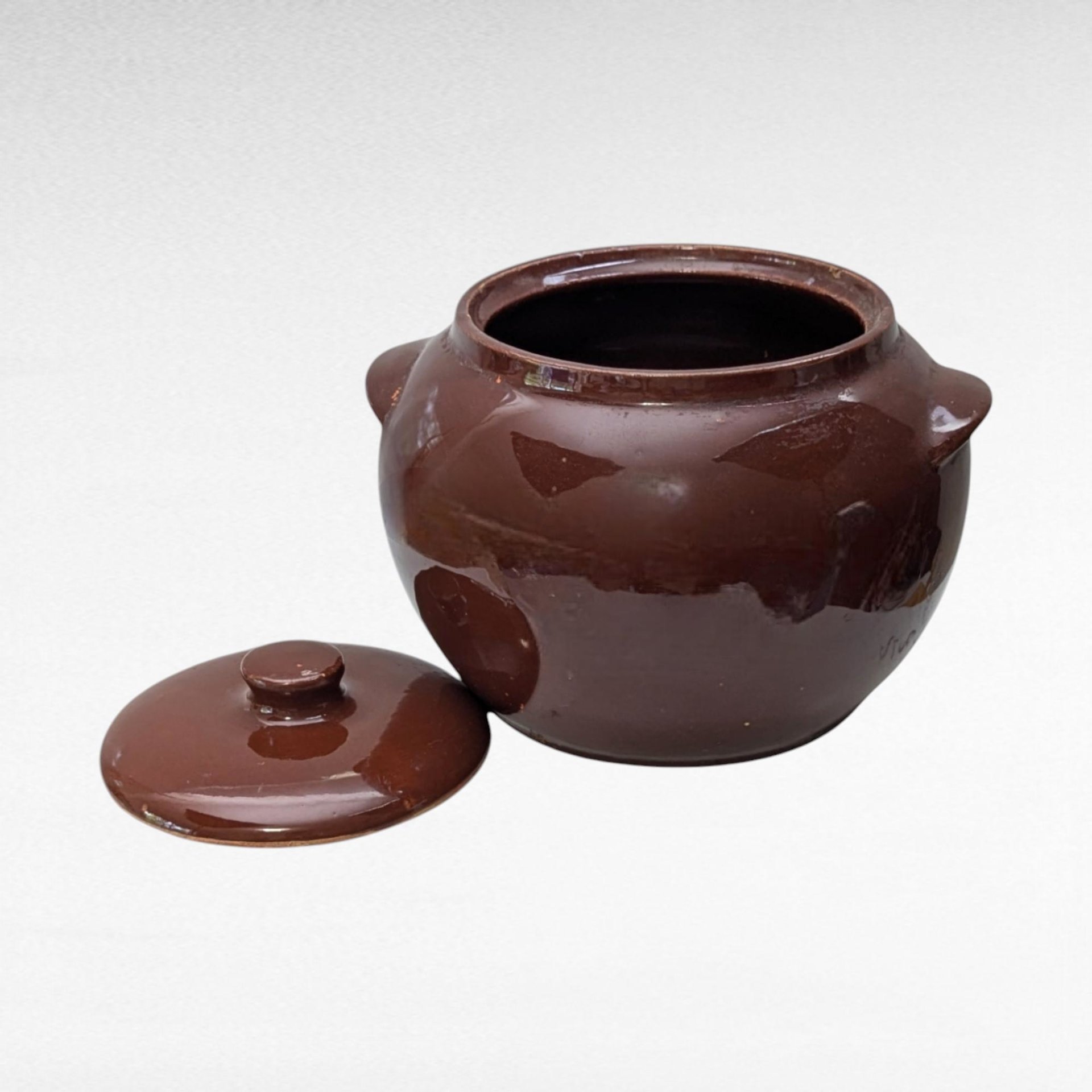 Vintage Watt Pottery Bean Pot 76 with Lid, 6.5" Tall, Brown Crock, Kitchen Decor, Farmhouse Style, Collectible Stoneware