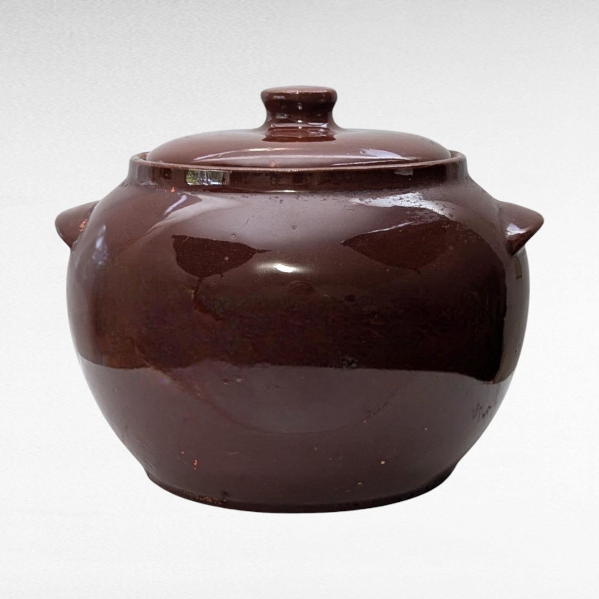 Vintage Watt Pottery Bean Pot 76 with Lid, 6.5" Tall, Brown Crock, Kitchen Decor, Farmhouse Style, Collectible Stoneware