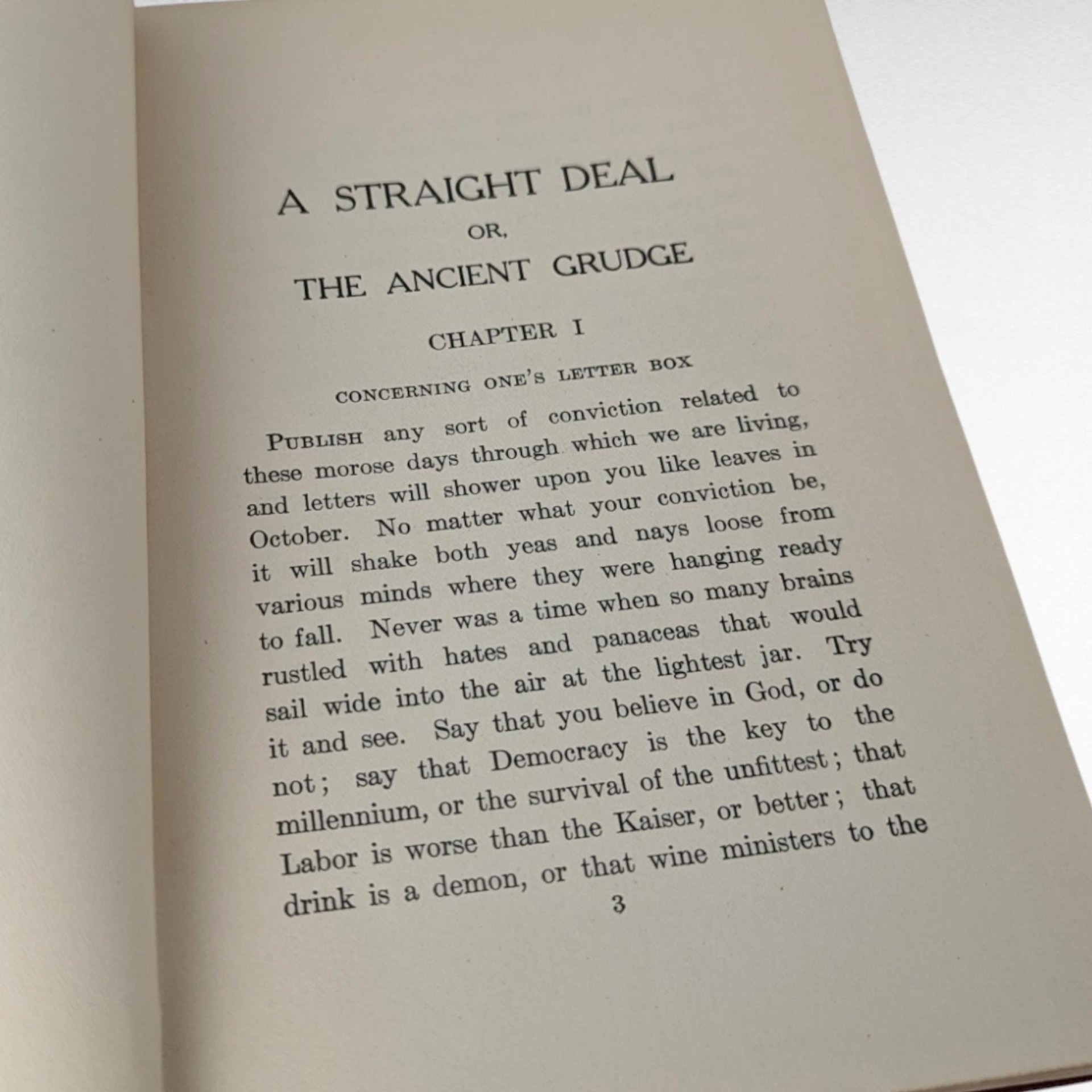 1920 Owen Wister A Straight Deal or The Ancient Grudge, Hardcover Book, Antique Book, American West Literature