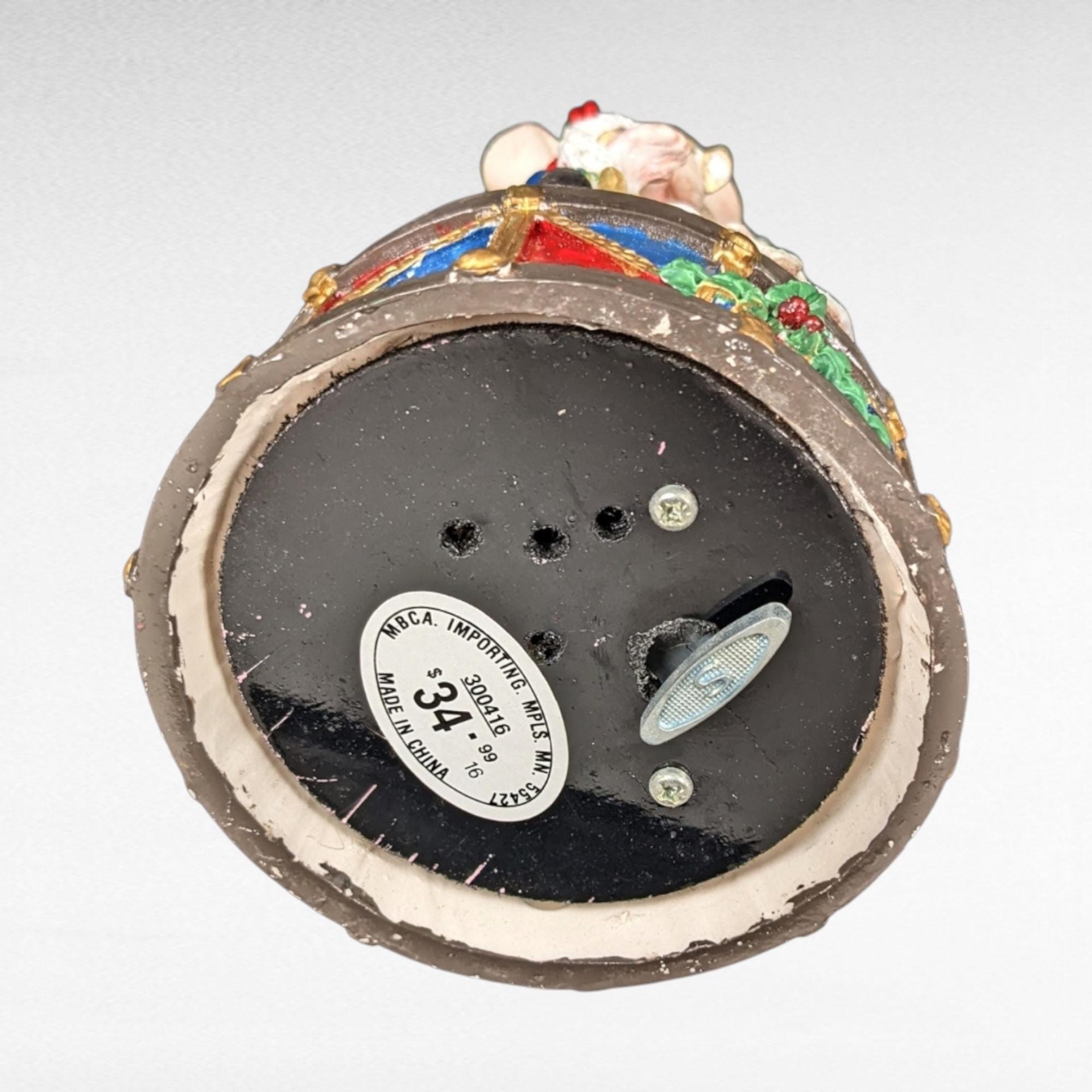 Vintage Resin Christmas Mouse Music Box | Musical Figurine | Holiday Decor | Gift for Collector