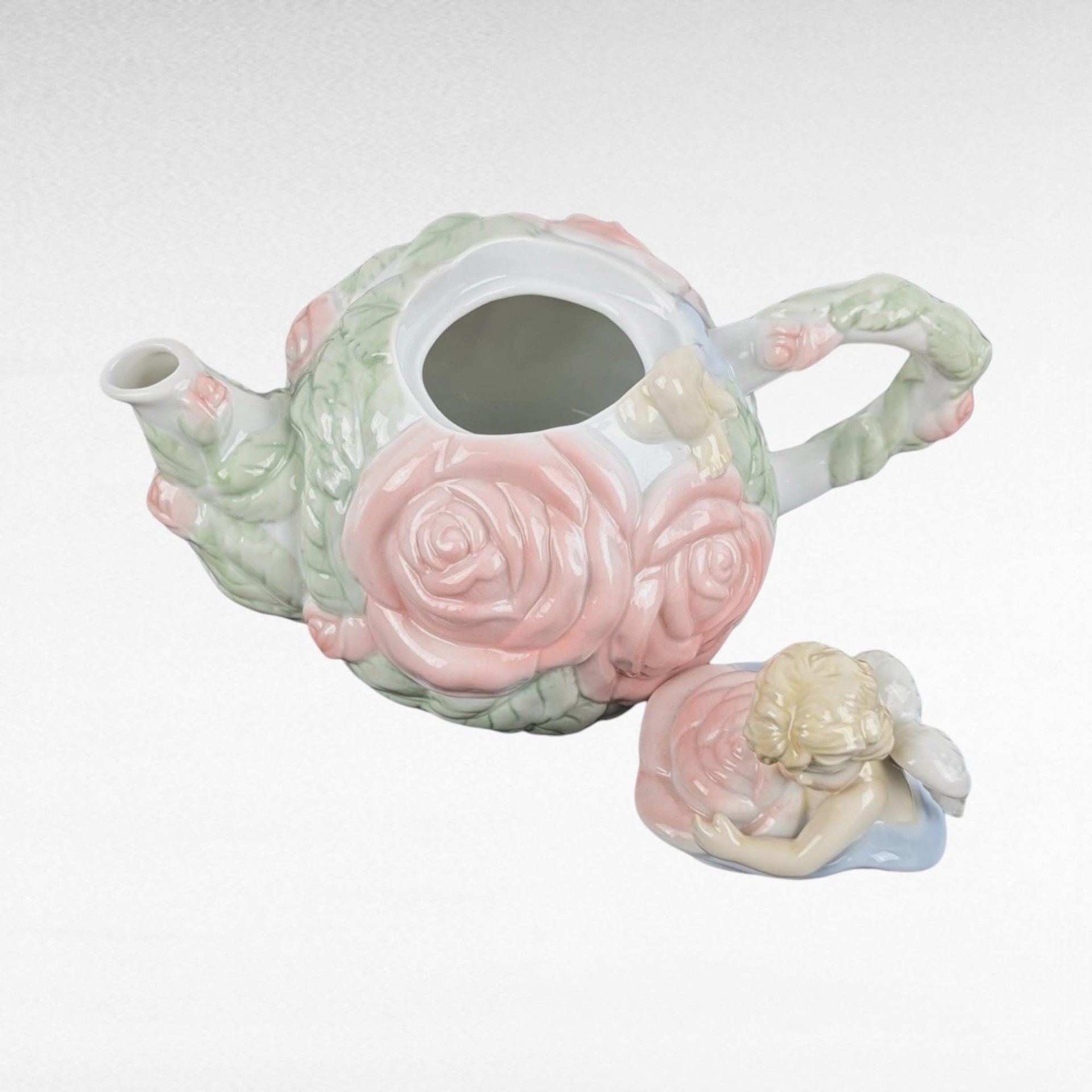 Vintage Avon Cherub Teapot | Porcelain Rose Teapot | Angel Teapot | Collectible Teapot