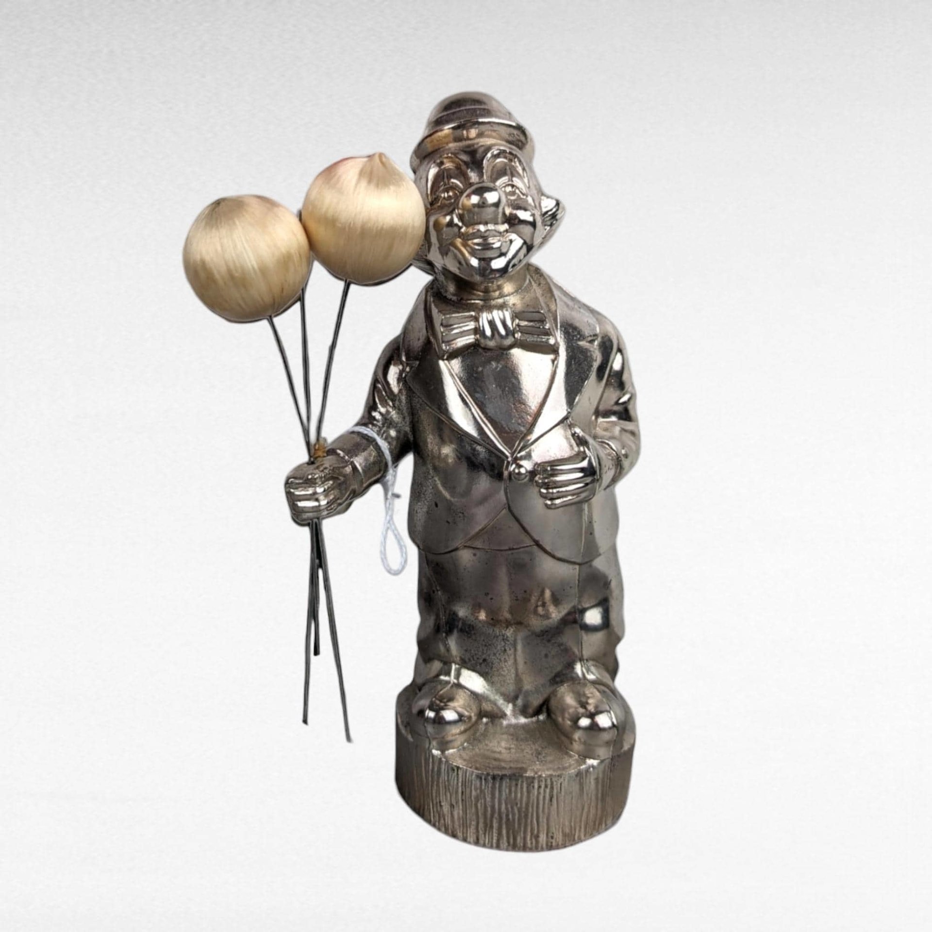 Vintage Metal Clown Bank | Silver-Tone Clown with Balloons | Retro Coin Bank | Collectible Bank