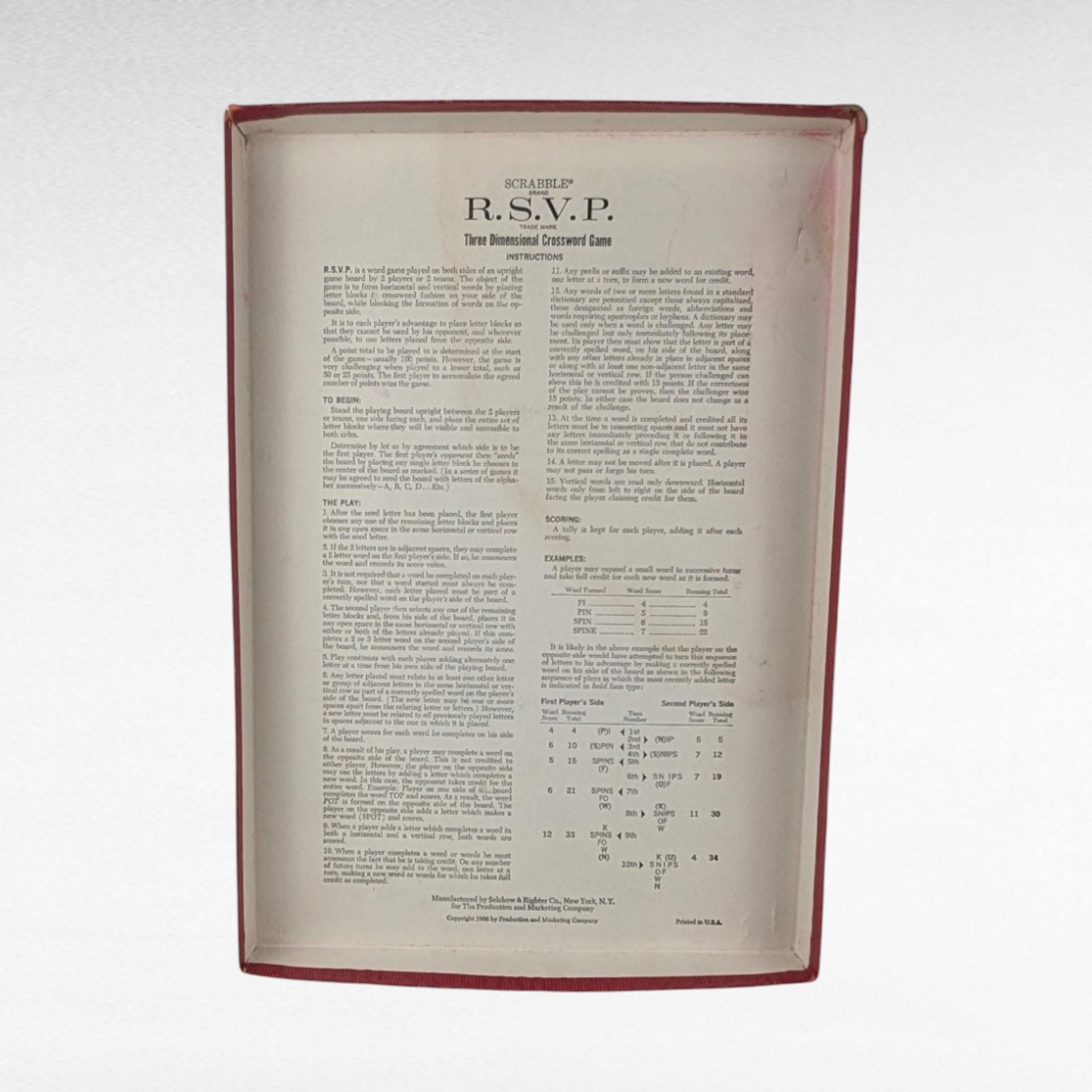 Vintage 1966 Scrabble RSVP Game | Complete with All Pieces | Three Dimensional Crossword Game | Retro Board Game | Family Game Night