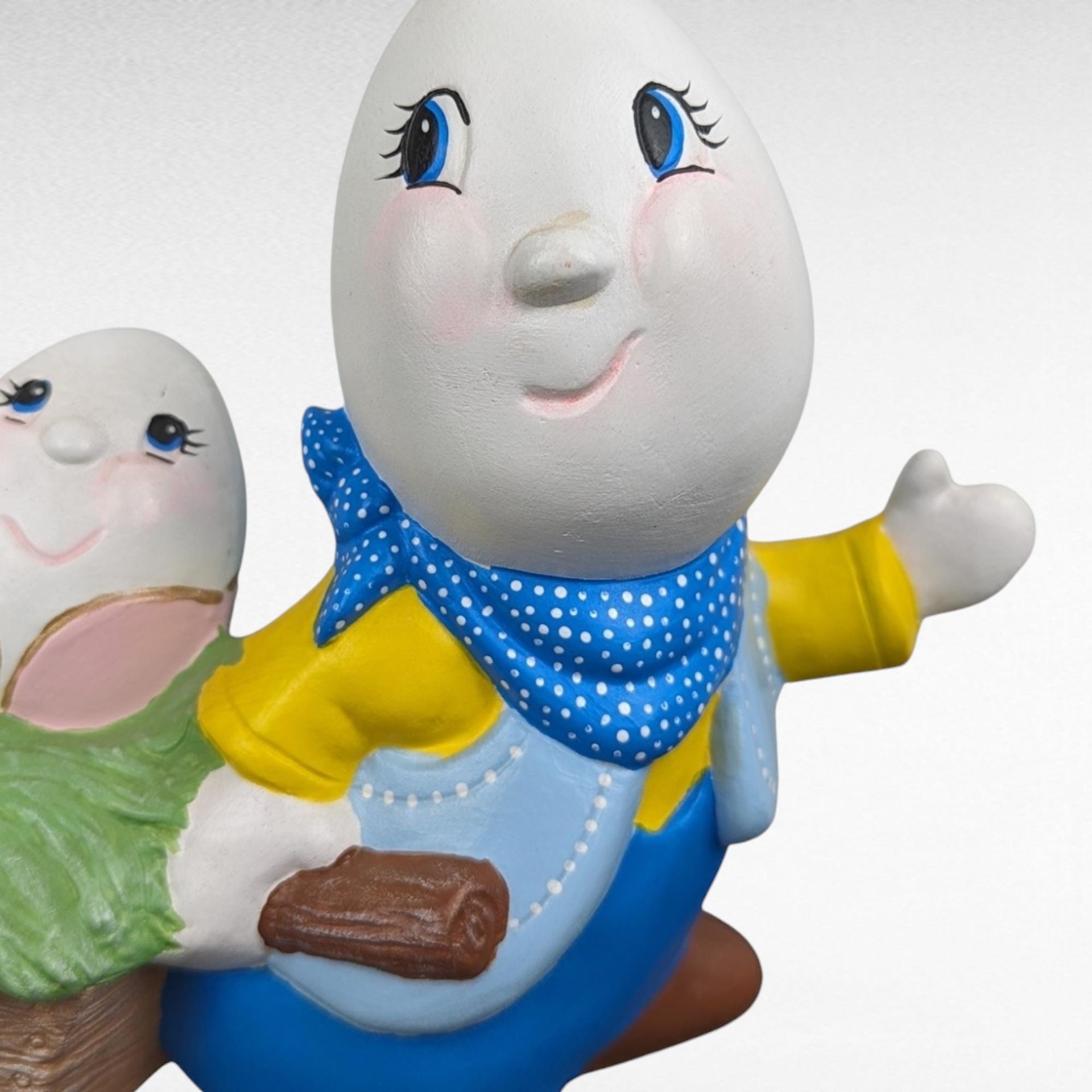 Vintage Hand Painted Egg Family Figurine | Ceramic Egg People | Whimsical Decor | Collectible Figurine