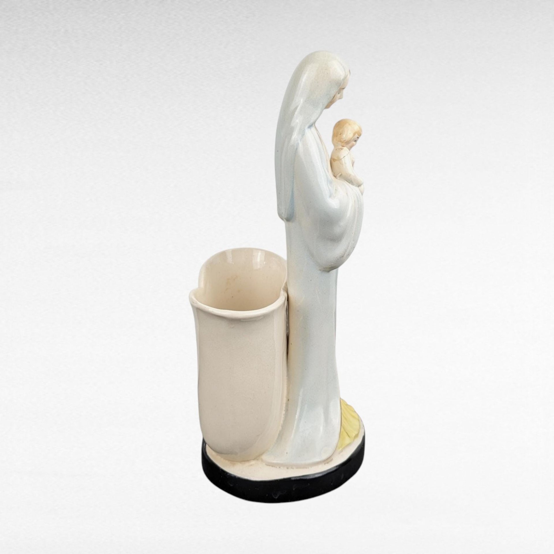 Vintage Madonna and Child Planter | Made in Japan | Ceramic Virgin Mary with Baby Jesus | Religious Decor | Floral Decor