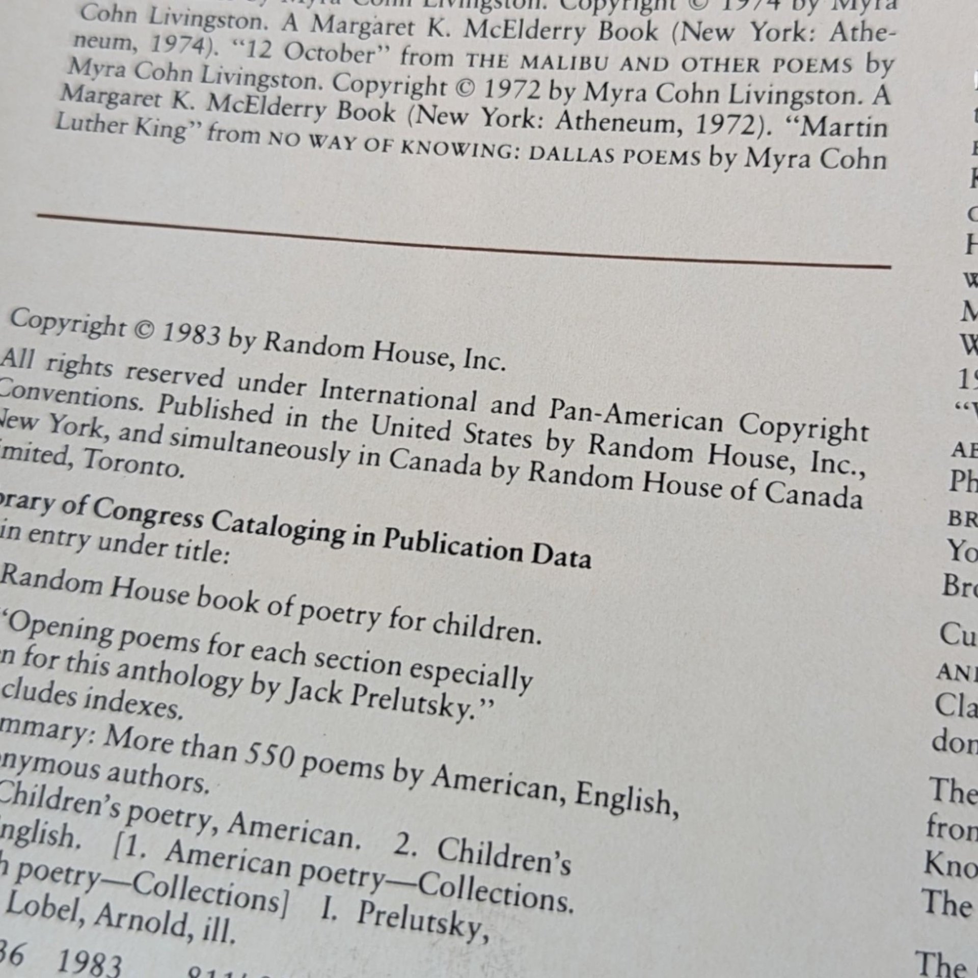 Vintage 1983 Children's Poetry Book, The Random House Book of Poetry for Children, Illustrated by Arnold Lobel, Kids Book, Gift for Readers