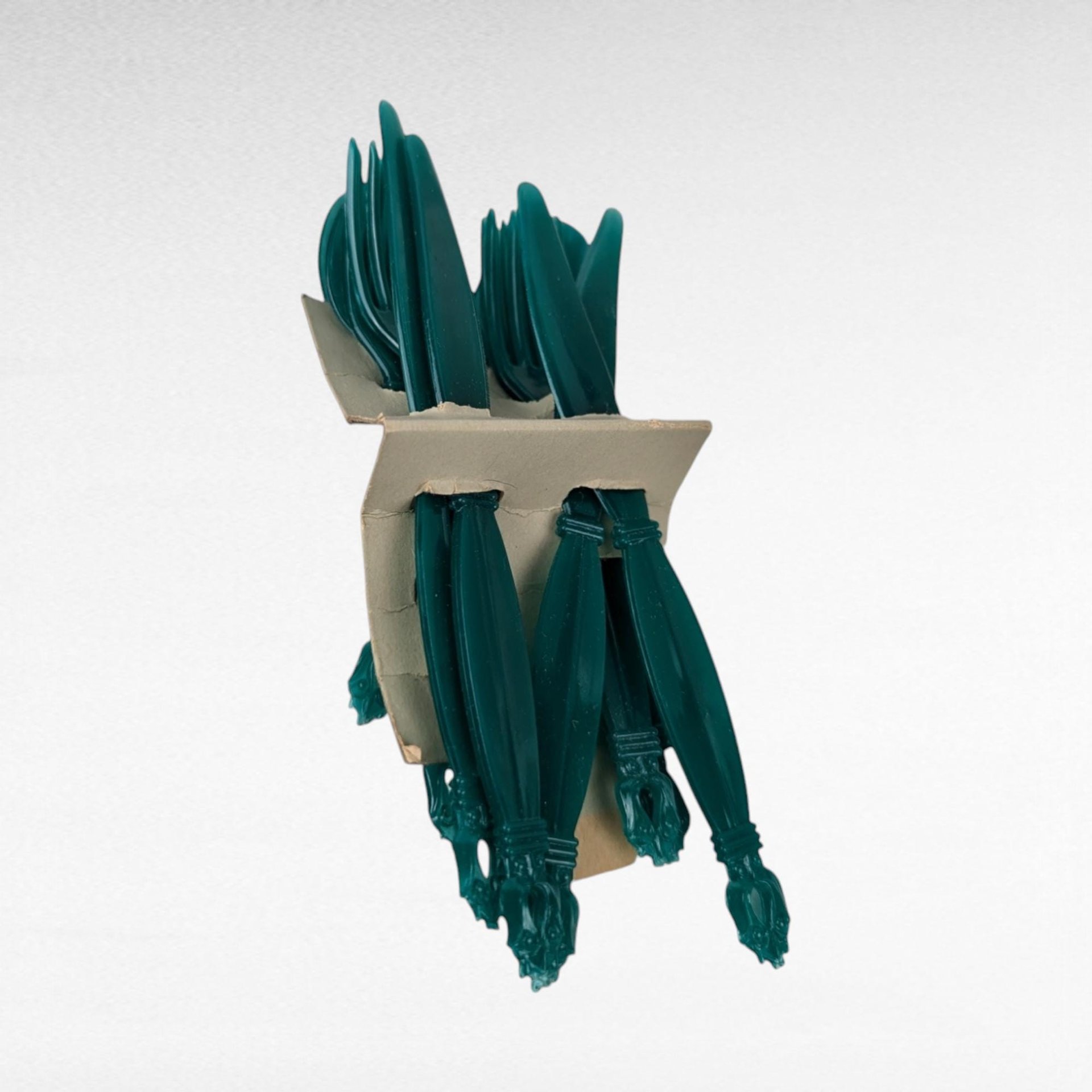 Vintage Polyethylene Child's Tea Set, Green and White, 1950s Play Dishes, Unbreakable, Retro Toy