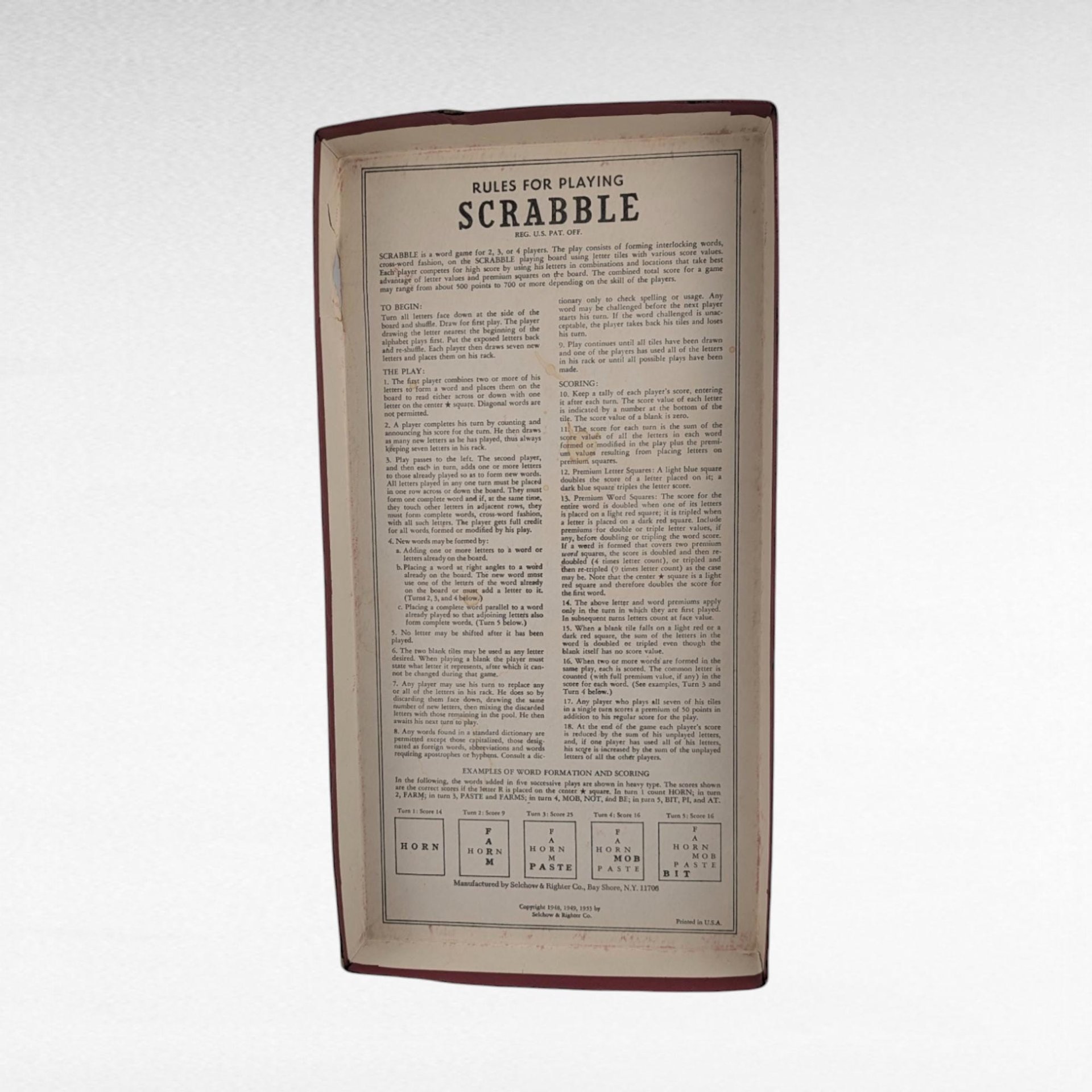 Vintage 1953 Scrabble Game | Selchow & Righter | Crossword Game | Collectible Board Game | Classic Word Game