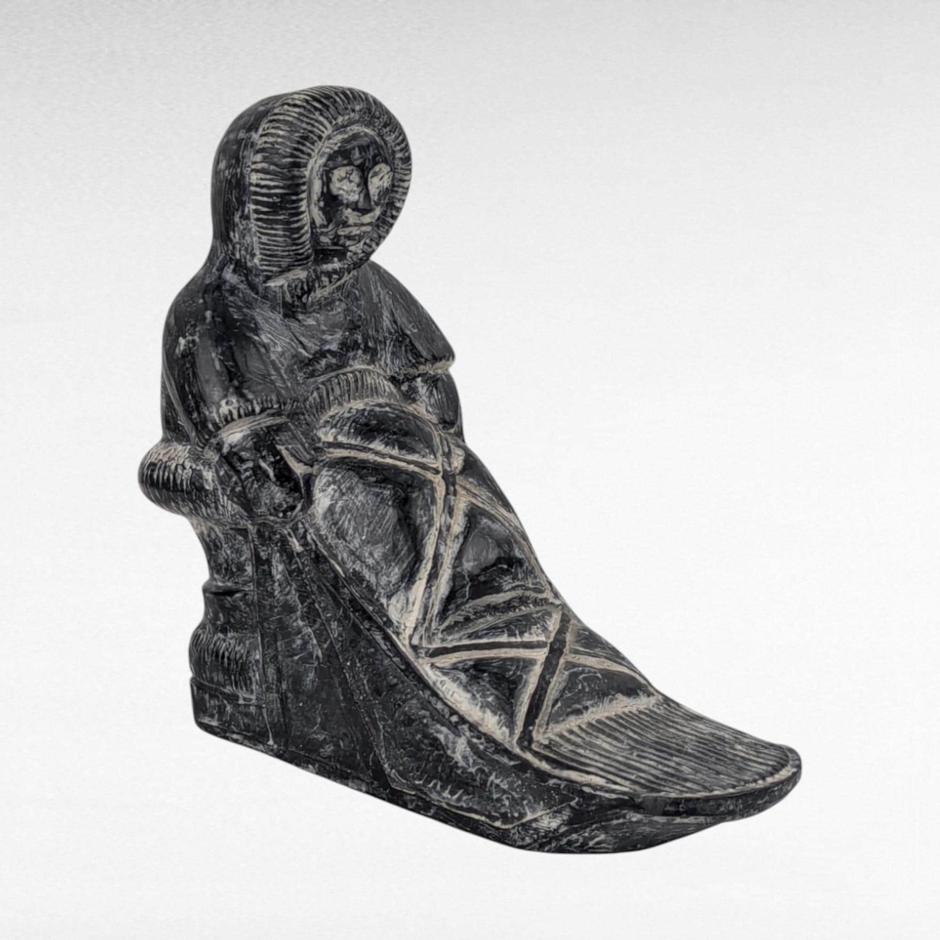 Vintage A. Wolf Original Eskimo Stone and Marble Sculpture | Inuit Art | Hand-Carved | Arctic Decor | Collectible Figurine