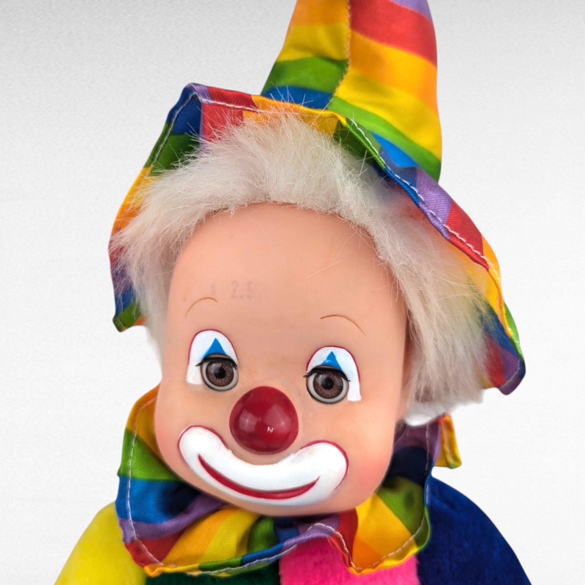 Vintage Rainbow Clown Doll | Sitting Clown | Sleepy Eyes Doll | Collectible Doll | Whimsical Decor
