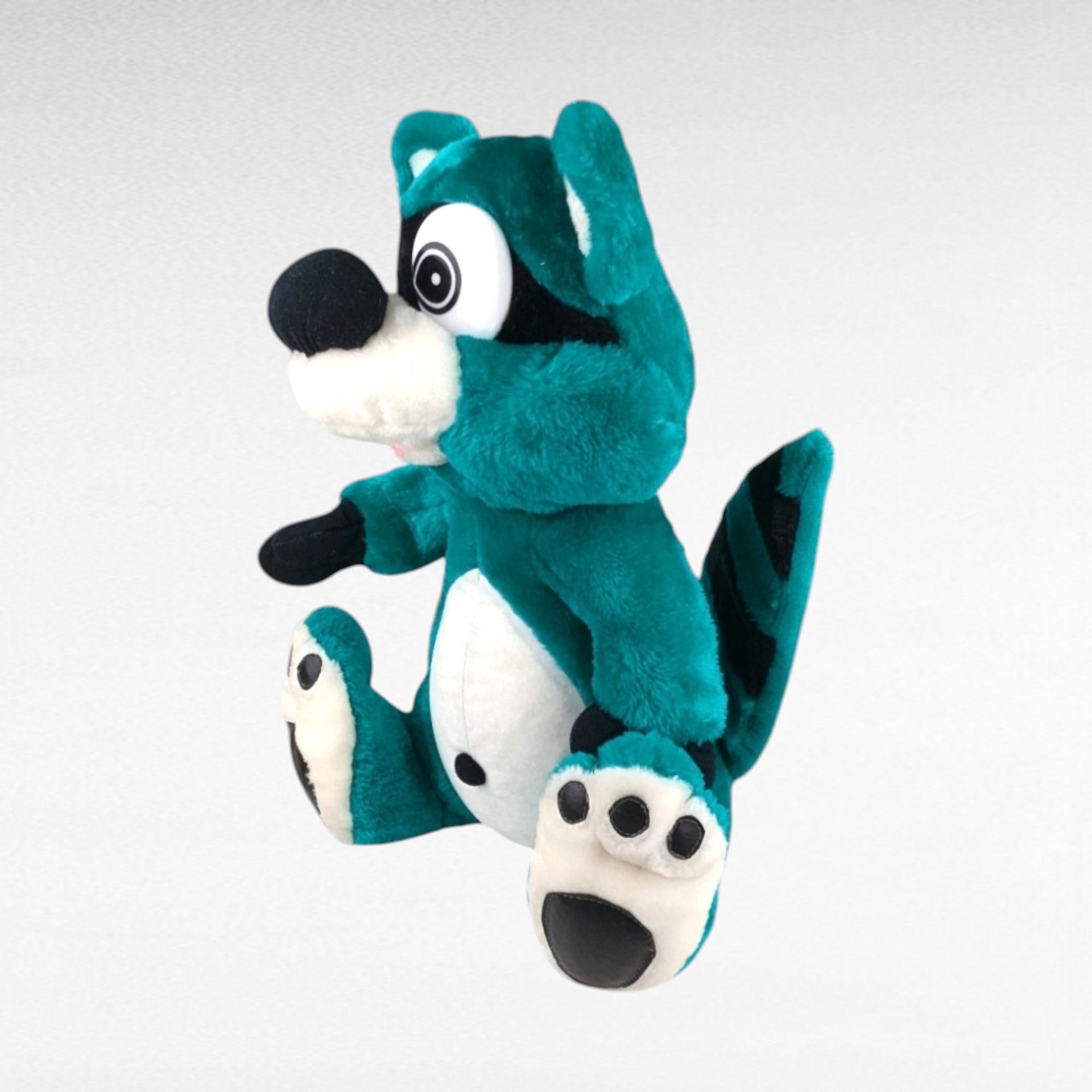 Vintage Nanco Bandit Green Raccoon Plush - Stuffed Animal -  Collectible Plush -  Retro Toy -  Green Raccoon Toy