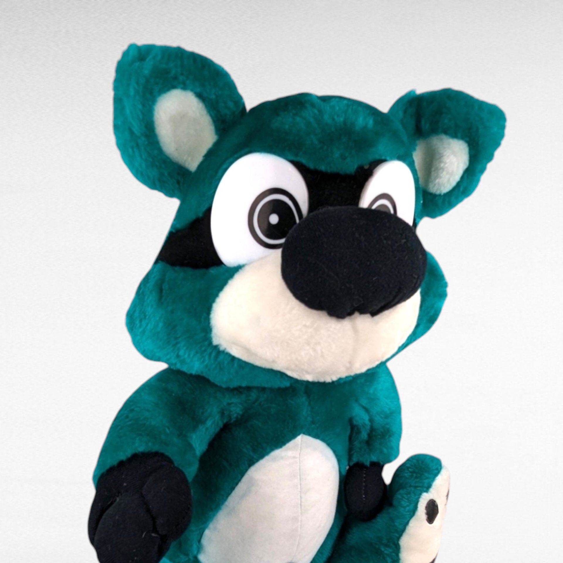 Vintage Nanco Bandit Green Raccoon Plush - Stuffed Animal -  Collectible Plush -  Retro Toy -  Green Raccoon Toy
