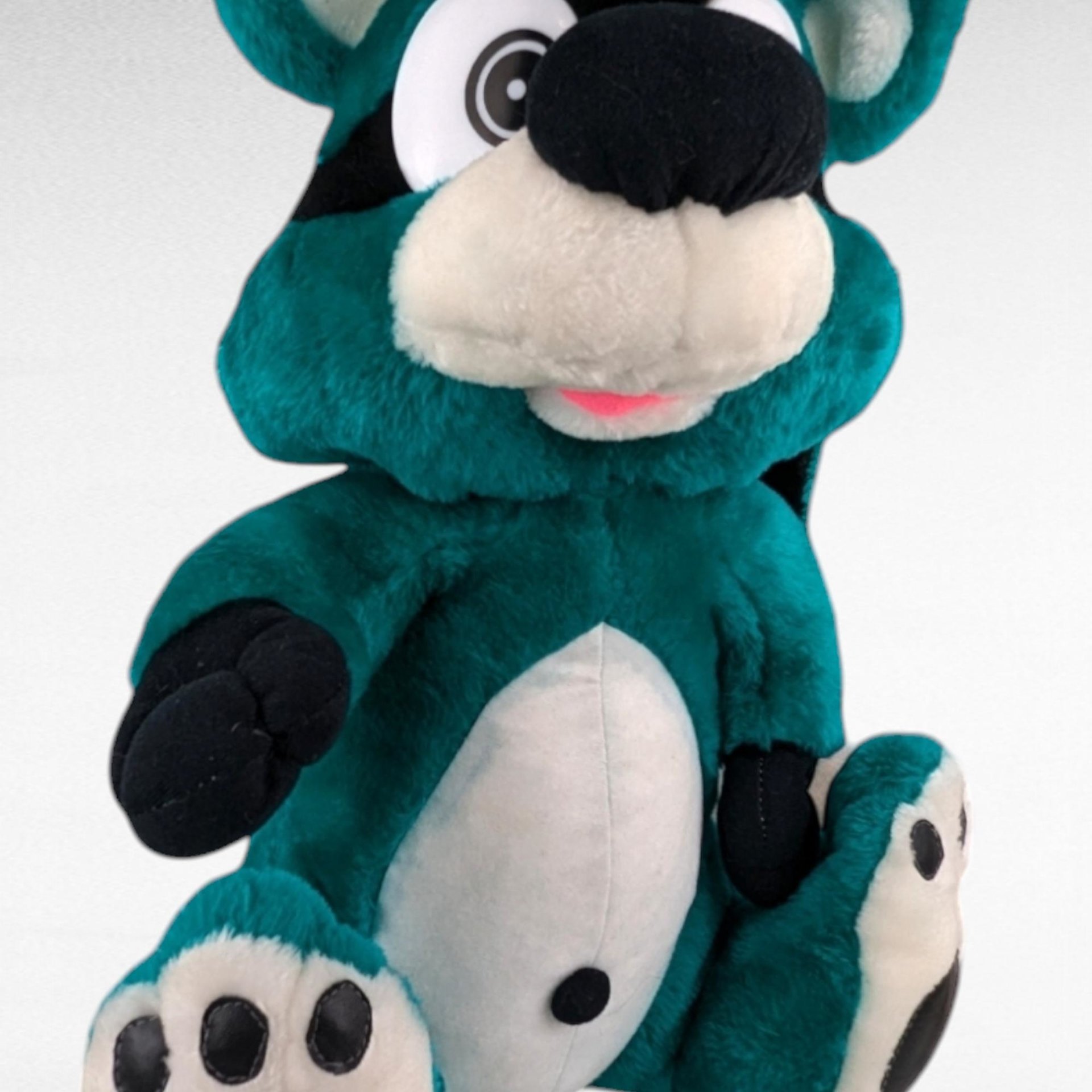 Vintage Nanco Bandit Green Raccoon Plush - Stuffed Animal -  Collectible Plush -  Retro Toy -  Green Raccoon Toy
