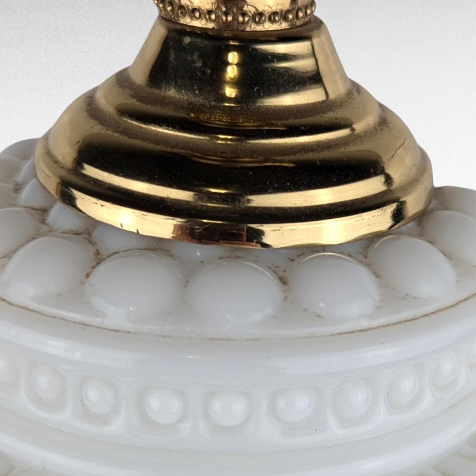 Vintage Milk Glass & Wood Lamp - Hobnail Milk Glass Lamp - Mid-Century Modern Lighting -  Table Lamp - Bedroom Decor