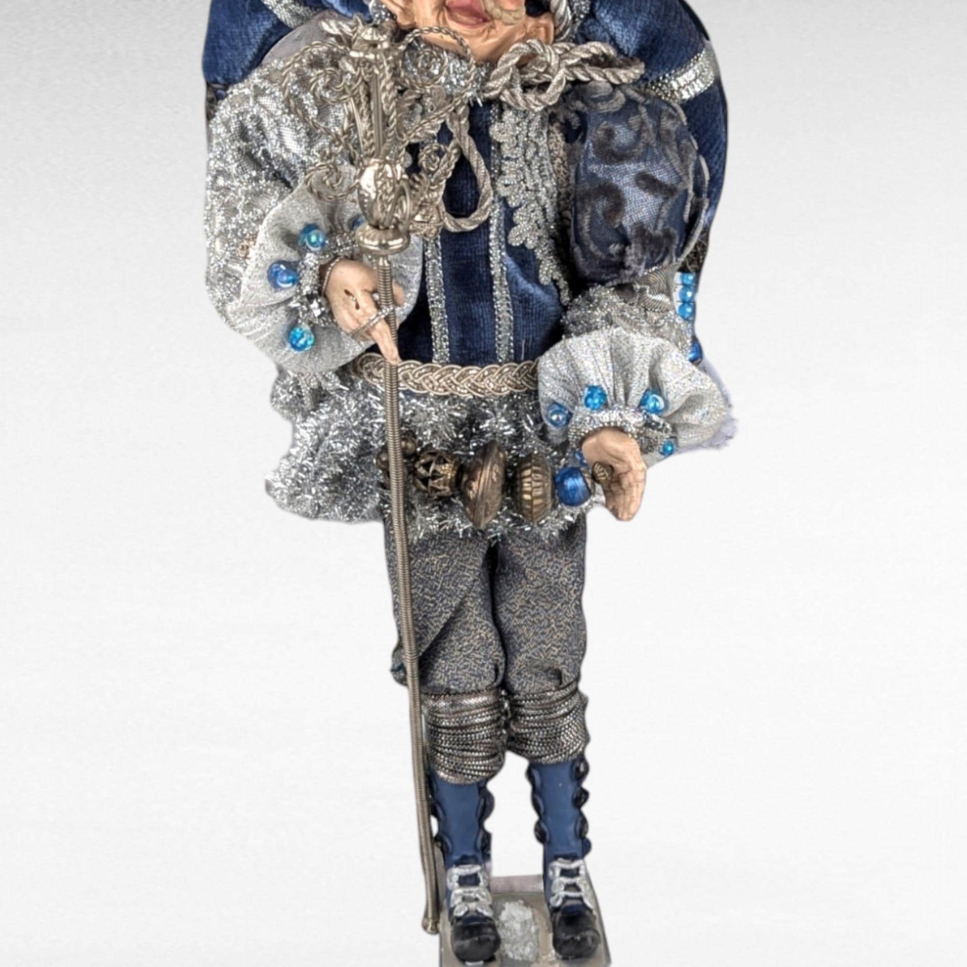 Vintage Santa's Elf Jester Figure in Blue | Whimsical Christmas Decor | Holiday Elf Figurine | Collectible Elf