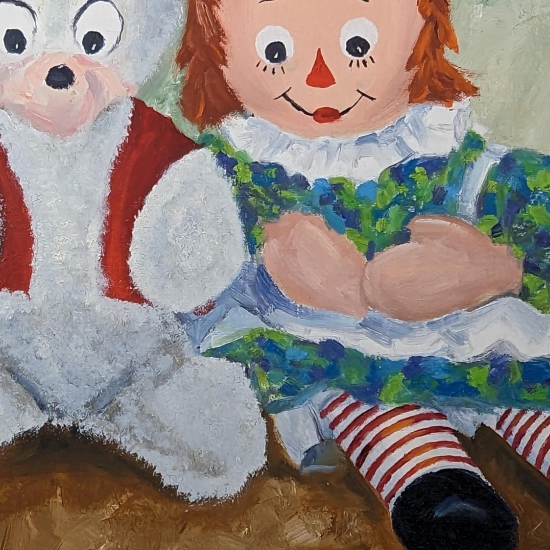 1973 Vintage Raggedy Ann Painting | Framed Artwork | Mouse | Harriet Ellis | Collectible