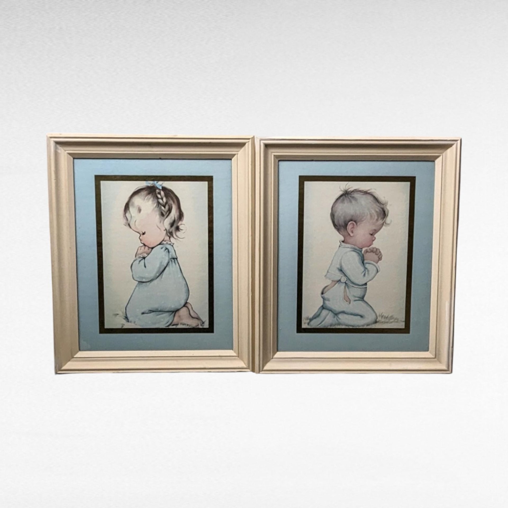 Framed Nursery Prints of Children Praying by Charlot Byj.