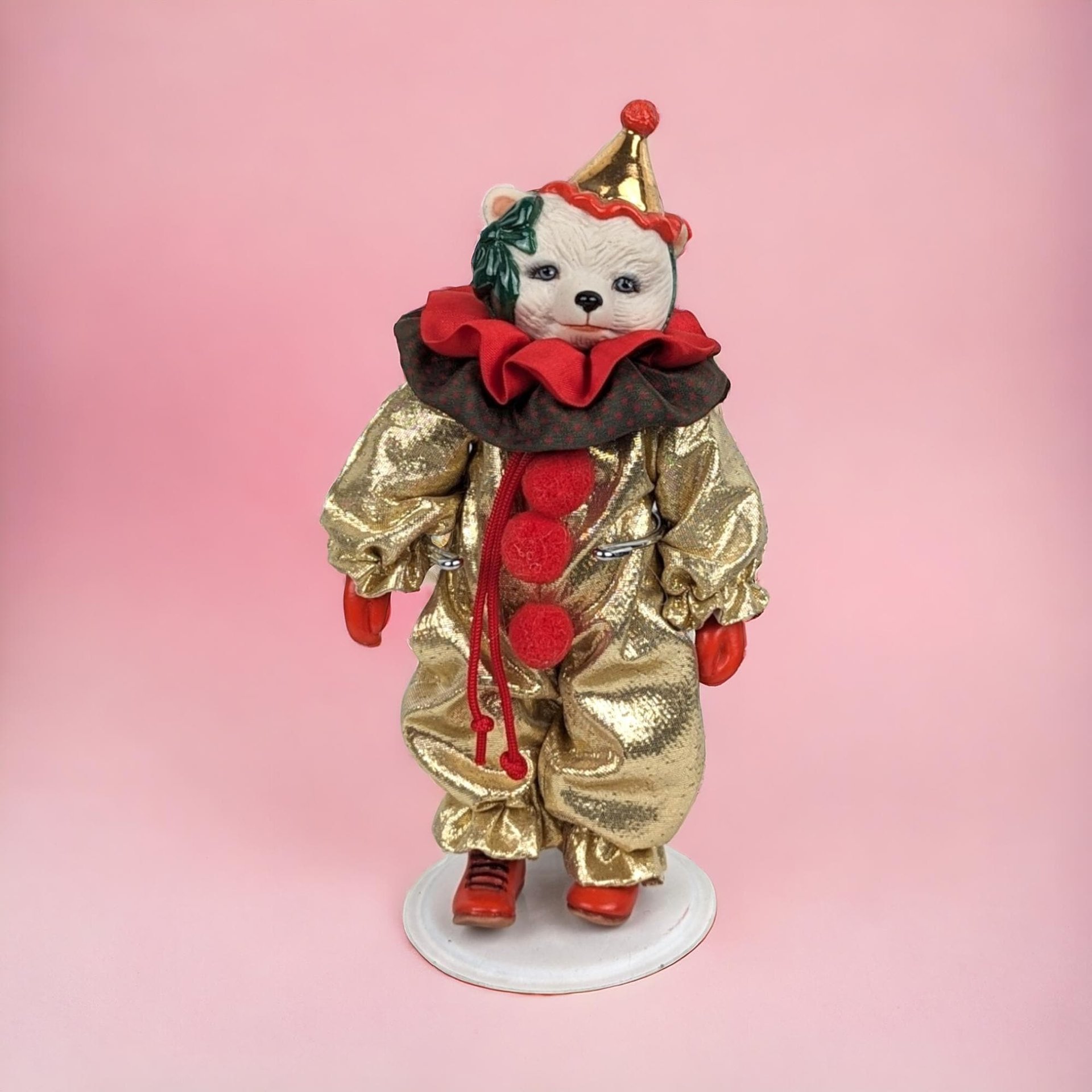 Vintage White Bear Clown Figurine | Collectible Clown | Vintage Toy | Decorative Clown | 6.5 Inches
