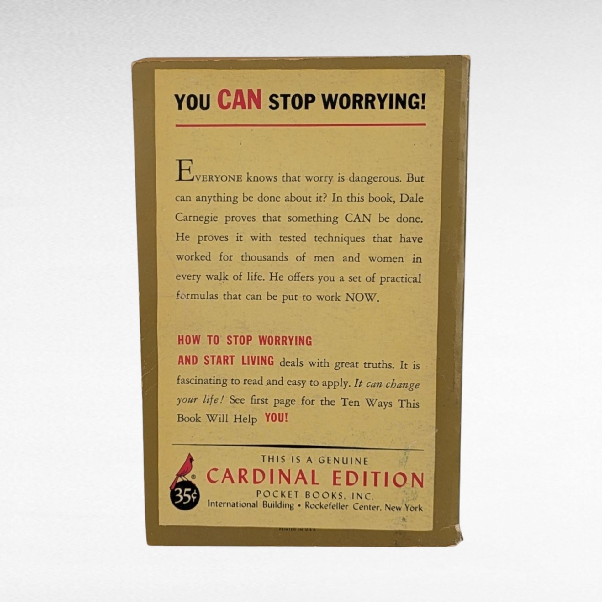 Vintage Dale Carnegie How to Stop Worrying and Start Living, Self-Help Book, Pocket Edition, Stress Management, Personal Development, 1950s