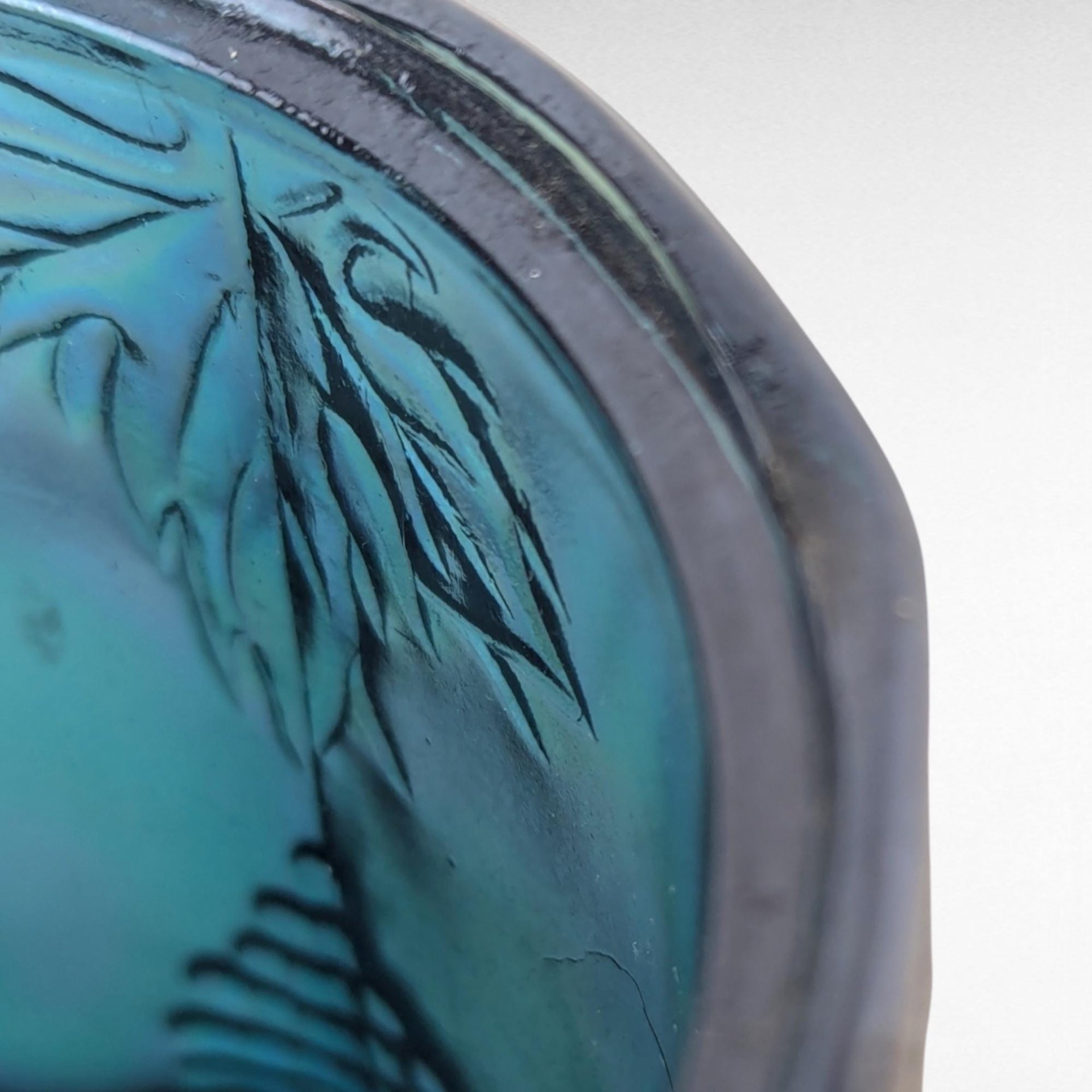 Vintage Indiana Glass Harvest Grape Carnival Glass Lidded Candy Dish, Iridescent Blue Glass,  Collectible Glassware