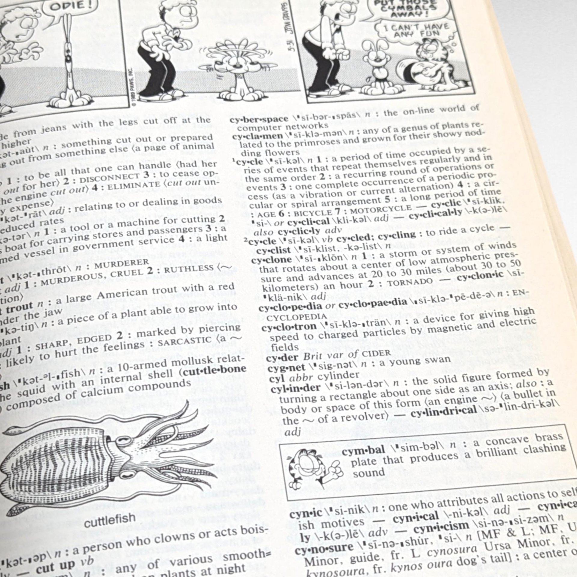 1999 Merriam-Webster Garfield Dictionary, Softcover, Children's Dictionary, Educational Book, Fun with Language, Gift for Students