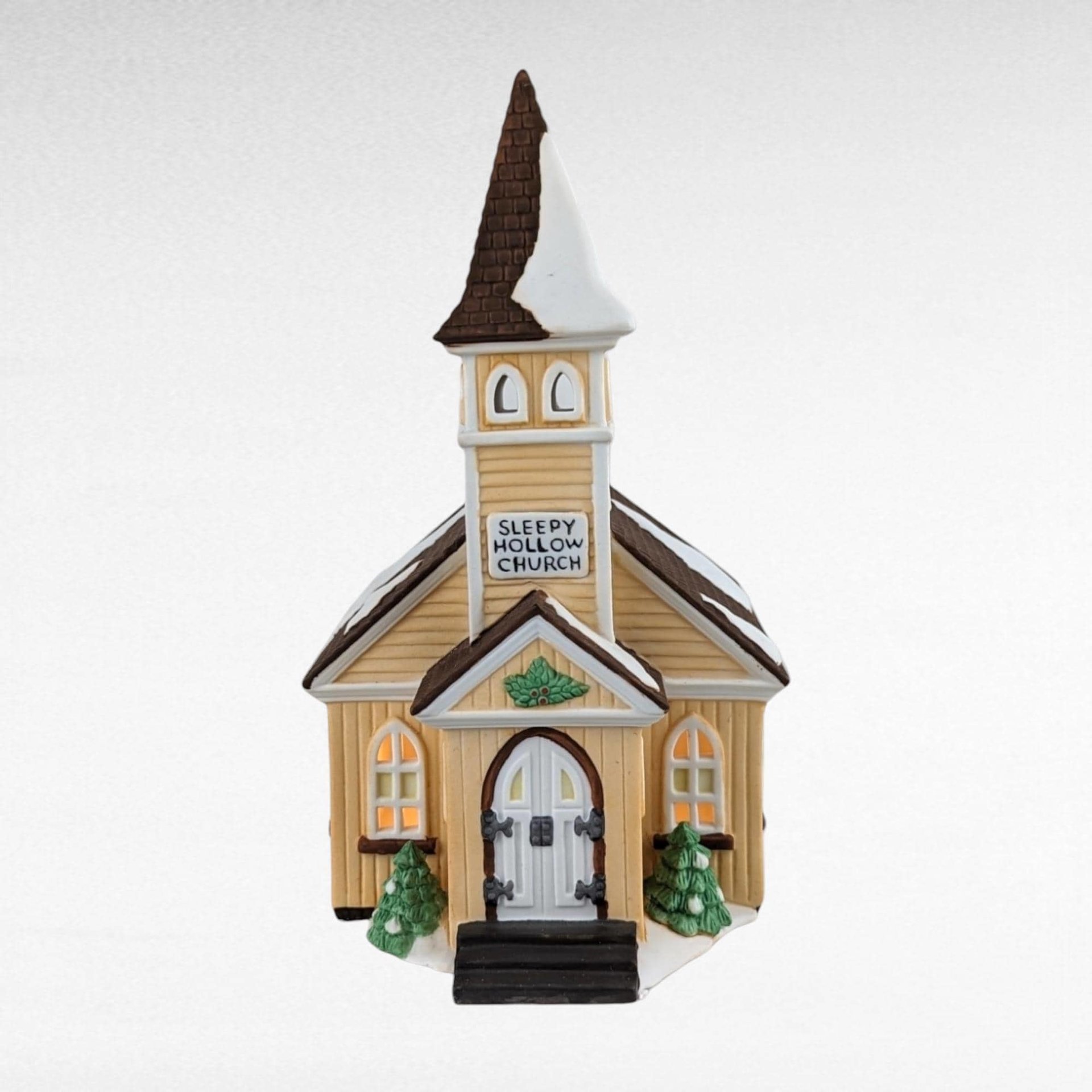 Vintage Dept 56 Sleepy Hollow Church - New England Village #5955-2 - Lighted Porcelain Christmas Village