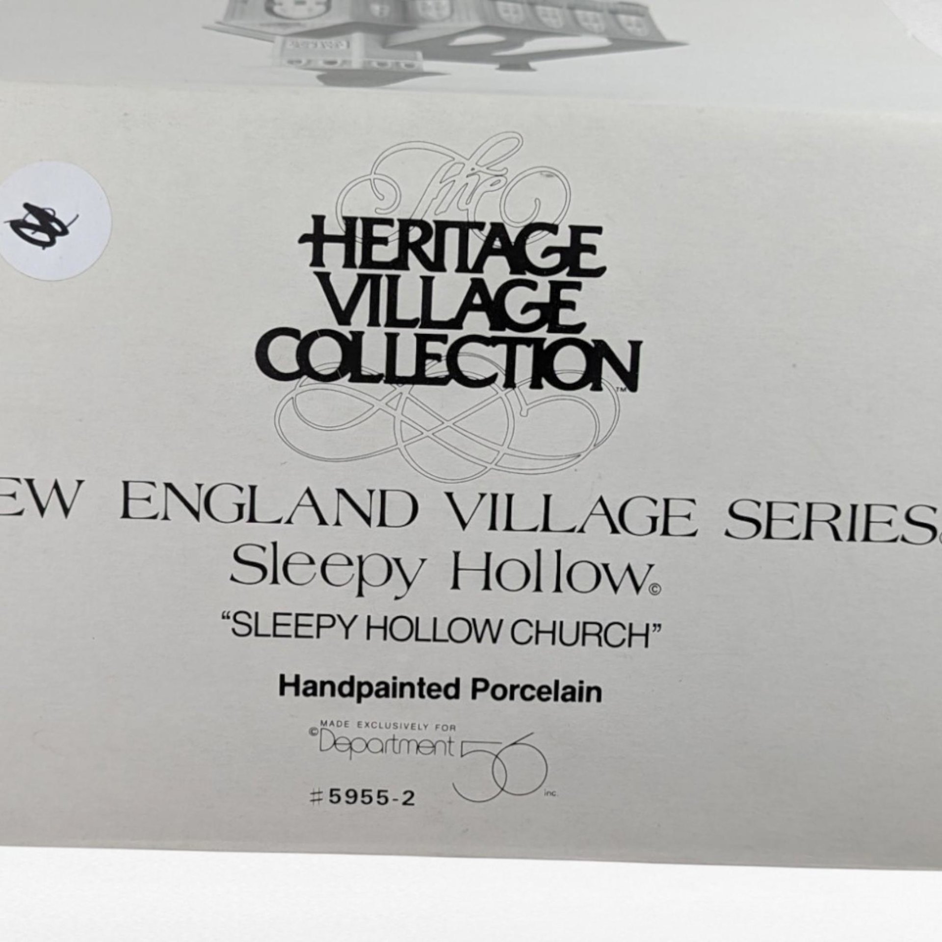 Vintage Dept 56 Sleepy Hollow Church - New England Village #5955-2 - Lighted Porcelain Christmas Village