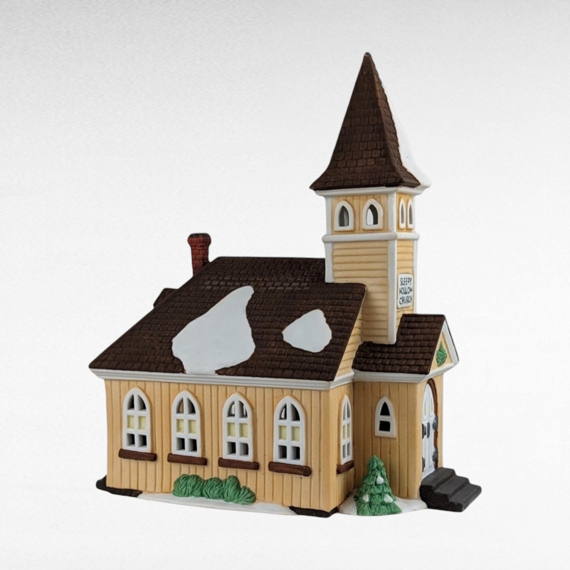 Vintage Dept 56 Sleepy Hollow Church - New England Village #5955-2 - Lighted Porcelain Christmas Village