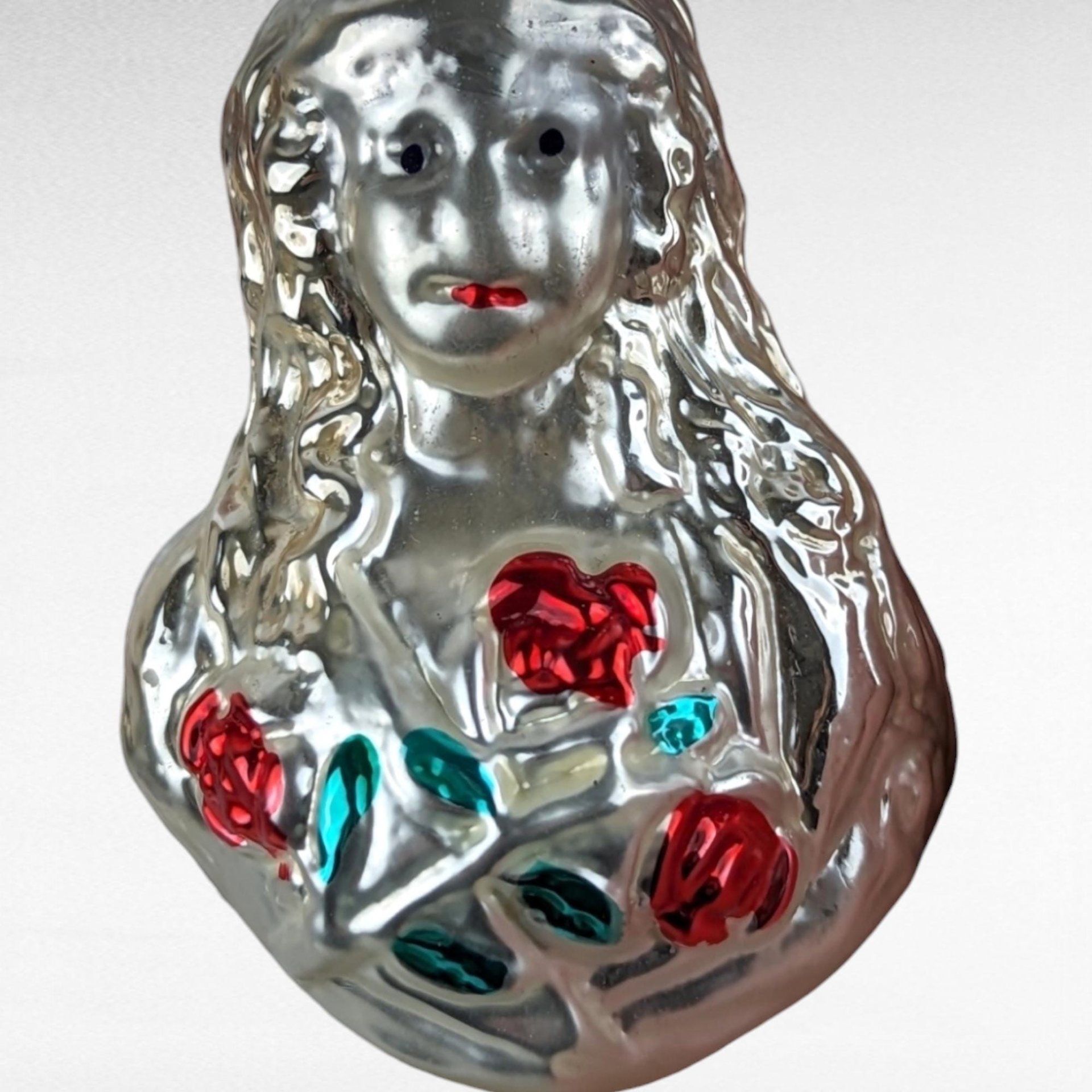 Vintage Inge-Glas Angel with Roses Christmas Ornament - German Glass Ornament