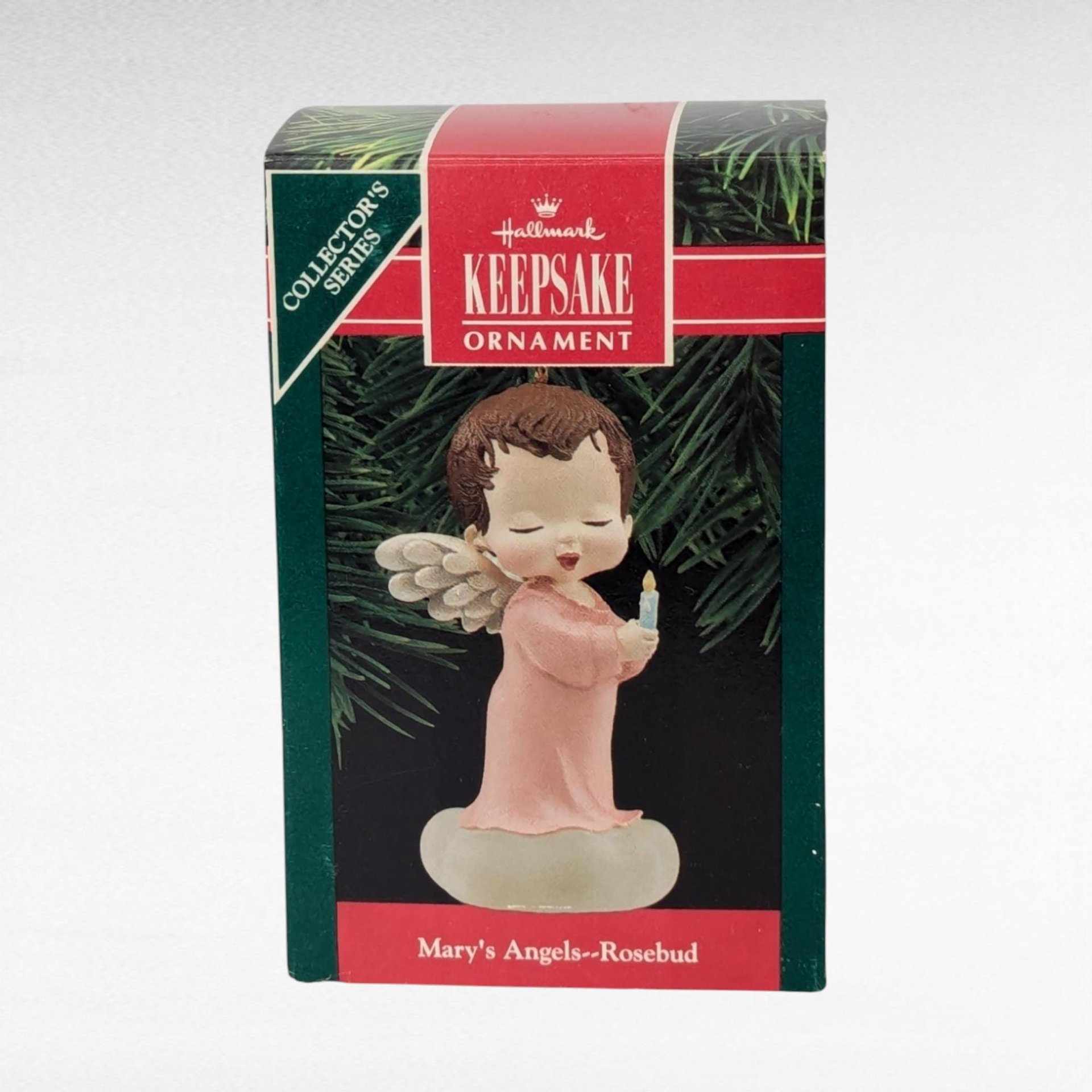 1990 Hallmark Mary's Angels "Rosebud" Ornament, Angel with Candle, Keepsake Ornament