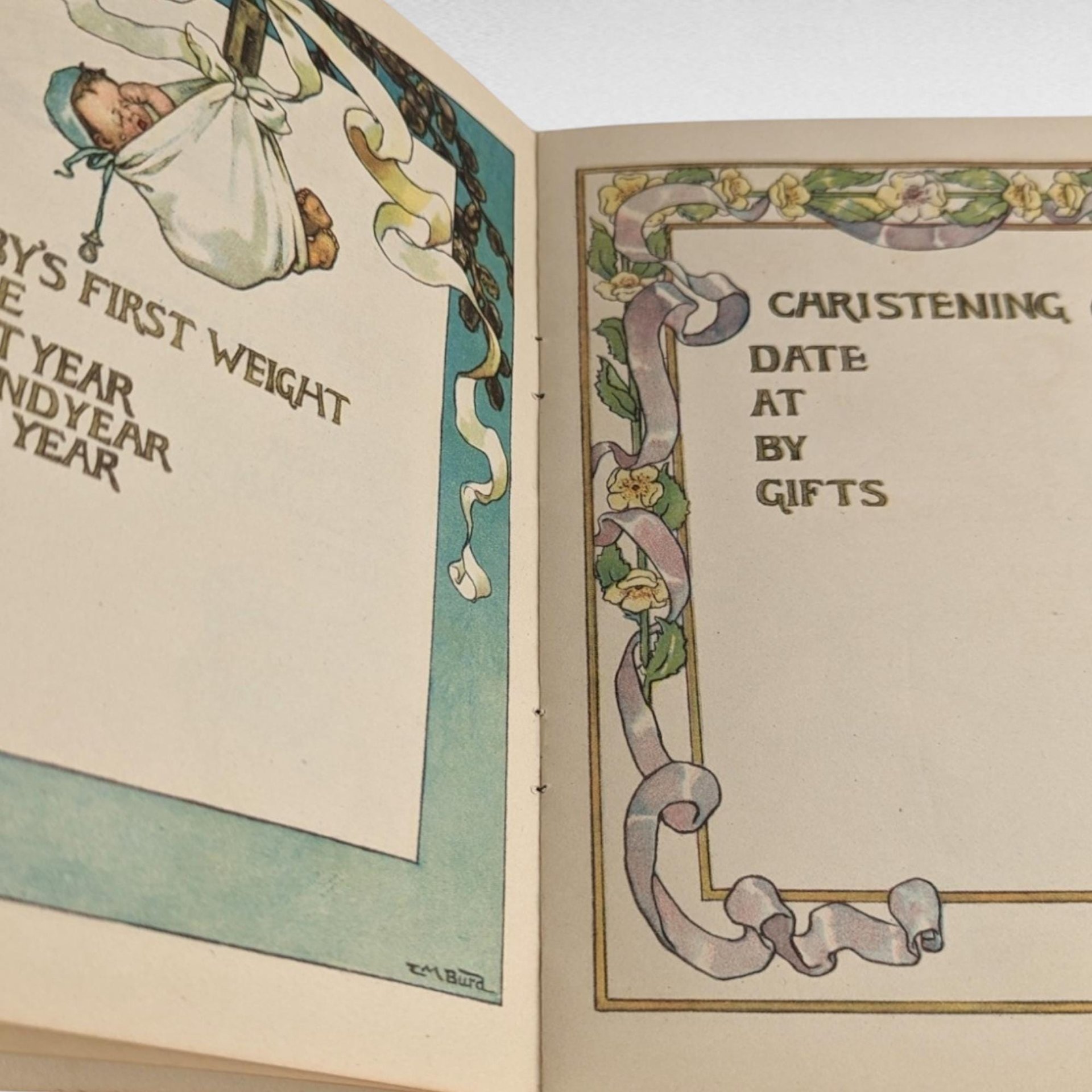 Antique Baby's Record Book, M.L. Parker Co., Baby Journal, Victorian Baby Book, Edwardian Baby Keepsake, Gift for New Parents